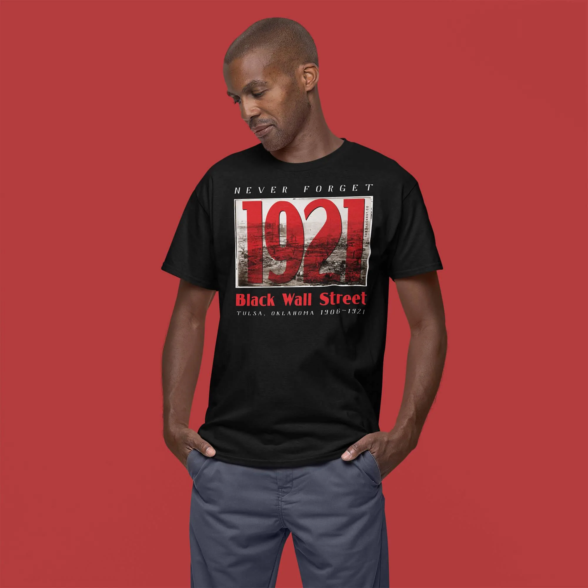 1921 Black Wall Street Red Unisex Cotton T-Shirt