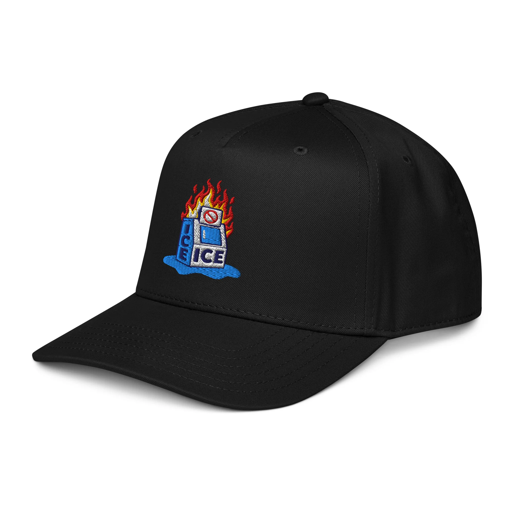Abolish ICE Burning Machine 5 Panel Snapback Cap - Image 2