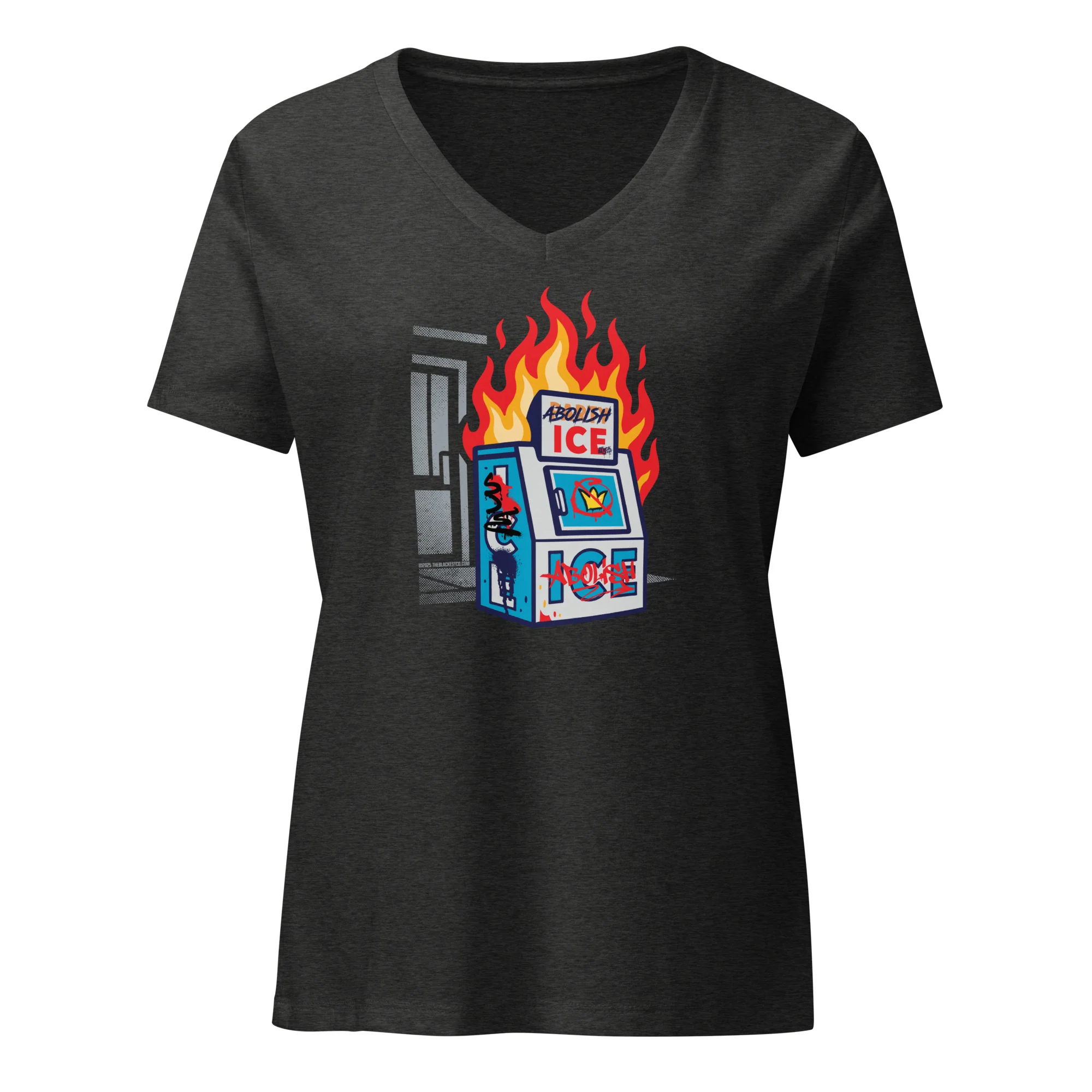 Abolish ICE Women’s V-neck T-Shirt - Image 3