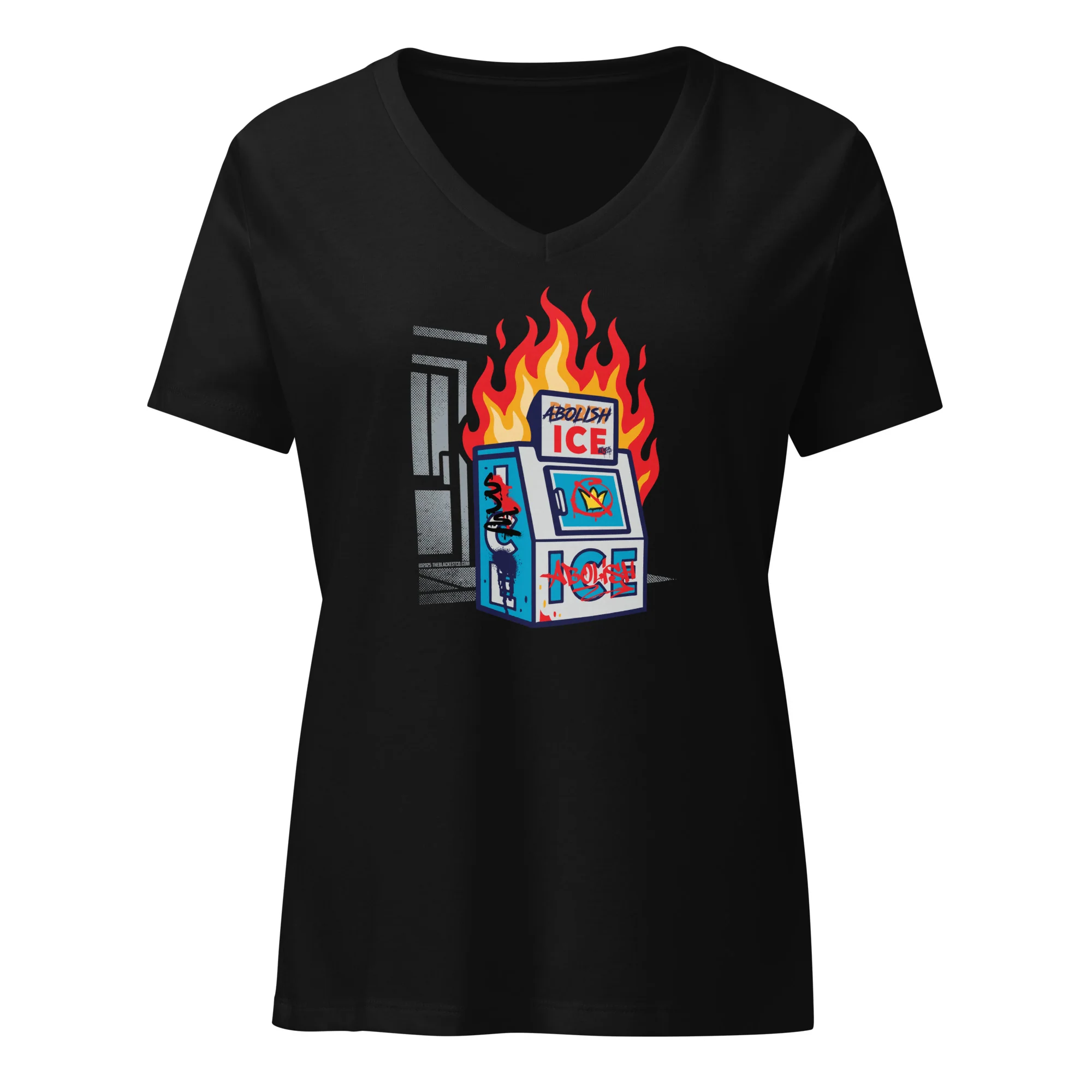 Abolish ICE Women’s V-neck T-Shirt - Image 4