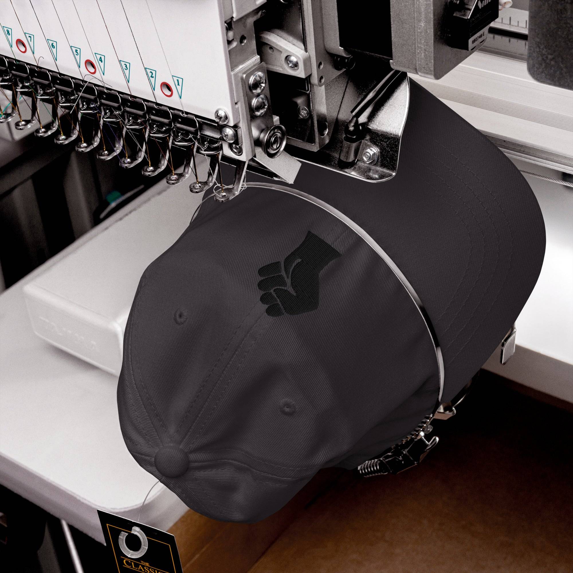 Black On Black Power Fist Embroidered Baseball Cap - Image 15