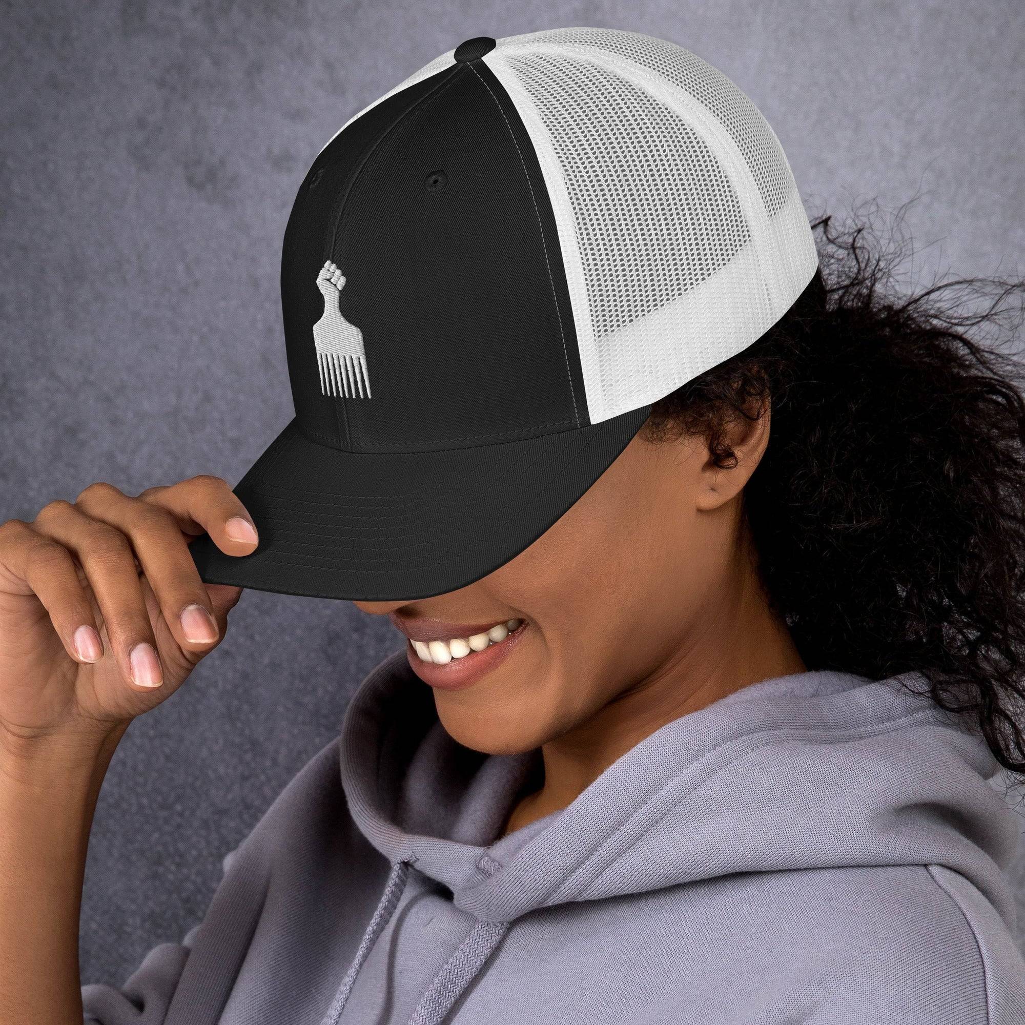 Black Power Pick Retro Trucker Cap - Image 3