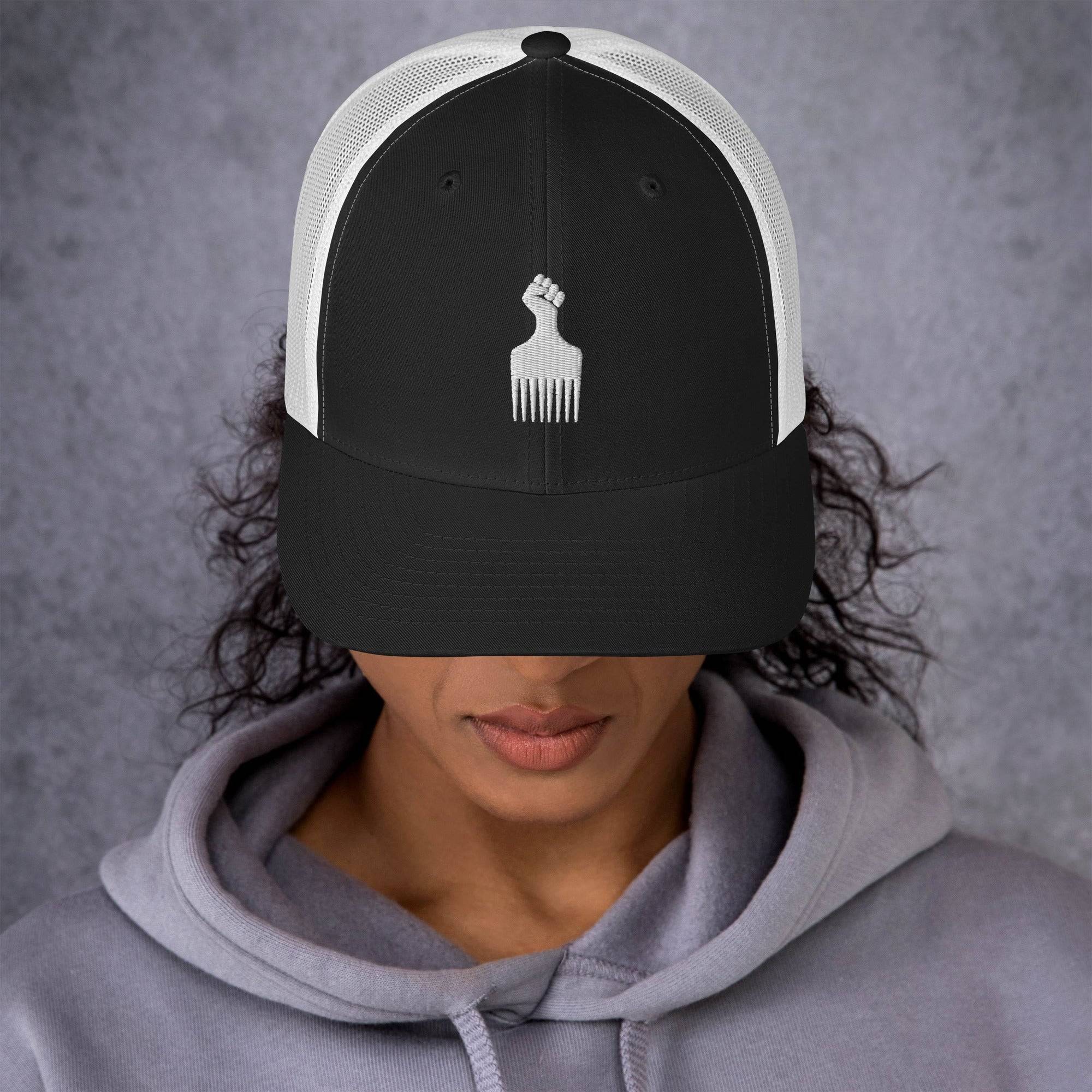 Black Power Pick Retro Trucker Cap - Image 4
