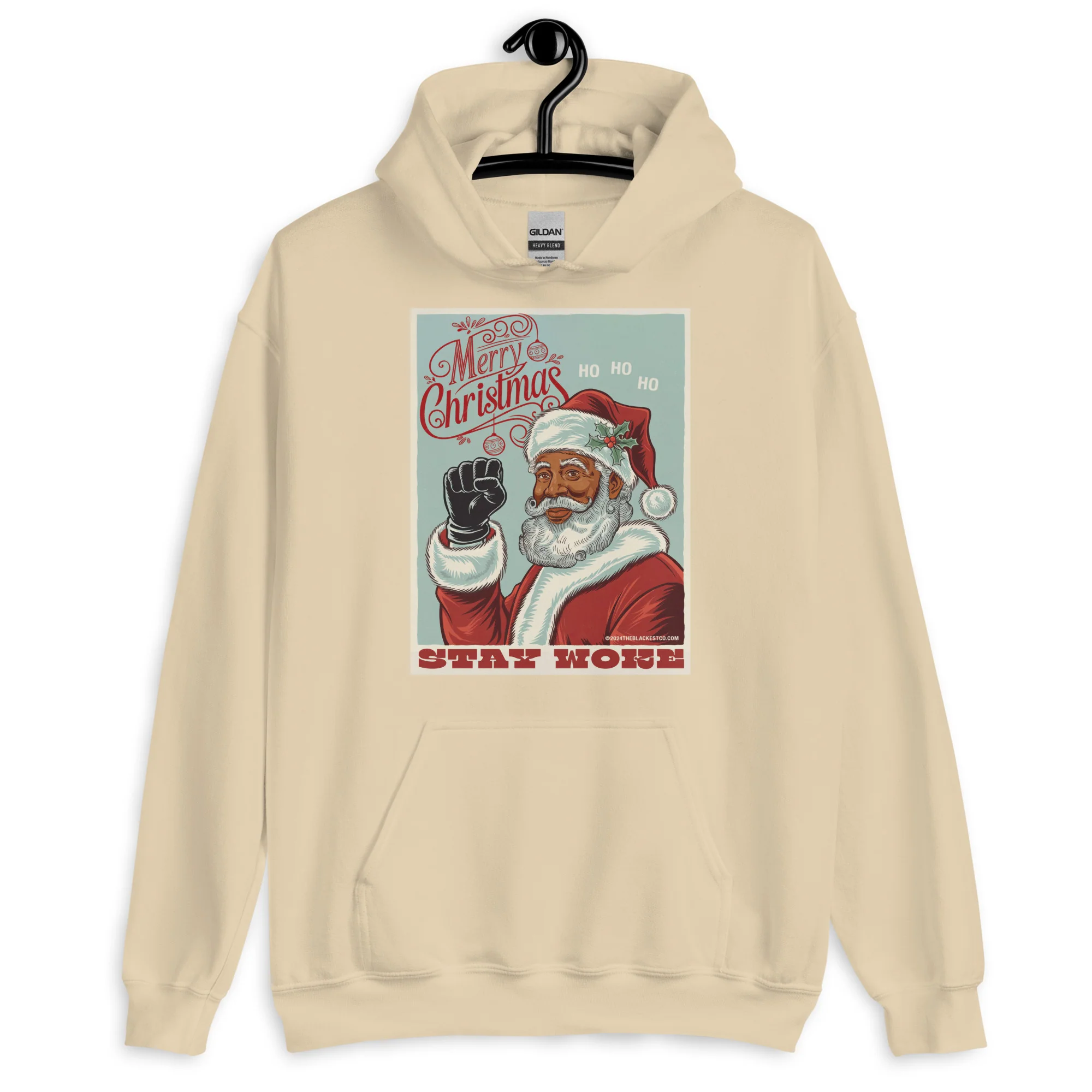 Black Santa Stay Woke Unisex Hoodie - Image 10