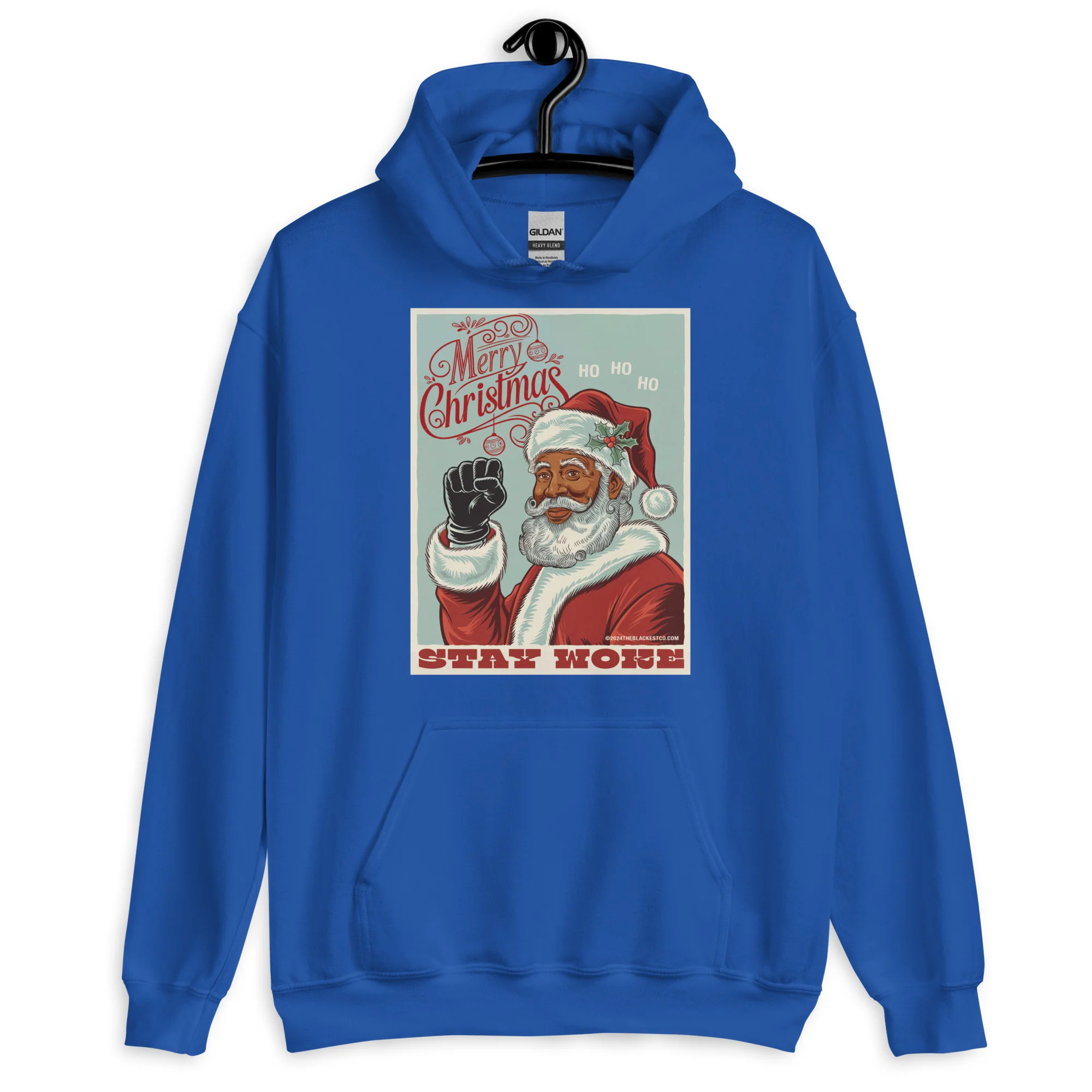 Black Santa Stay Woke Unisex Hoodie - Image 11