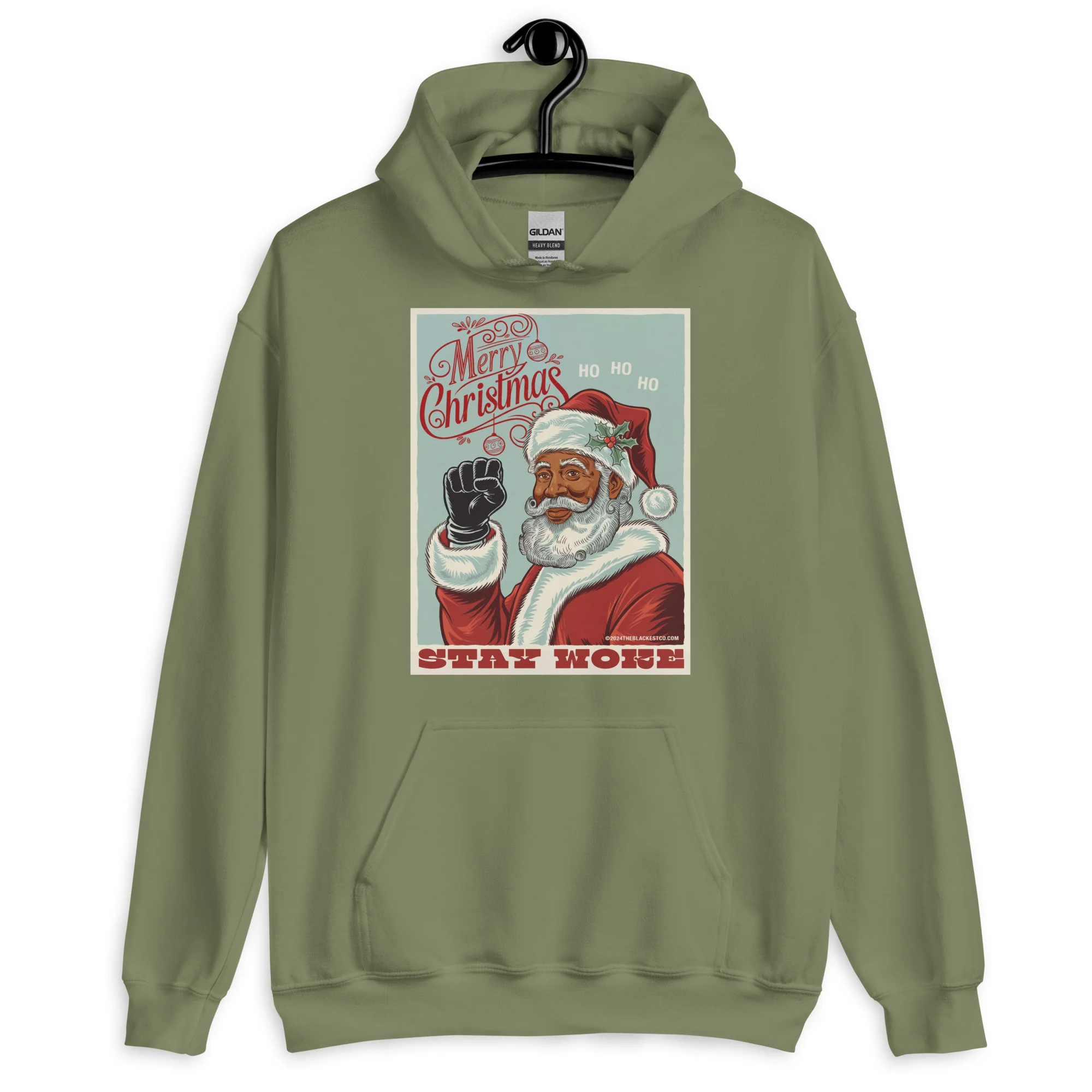 Black Santa Stay Woke Unisex Hoodie - Image 12