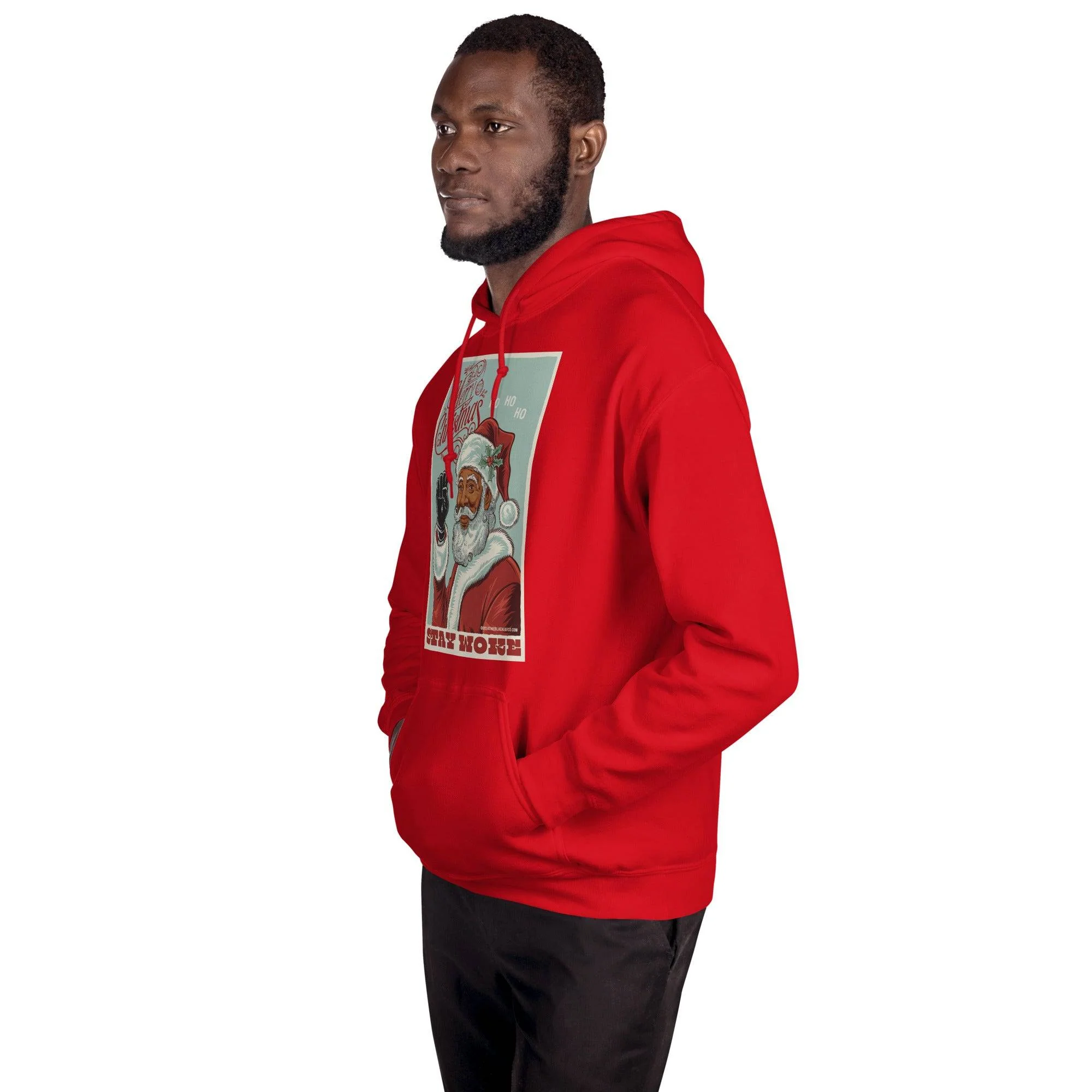 Black Santa Stay Woke Unisex Hoodie - Image 4