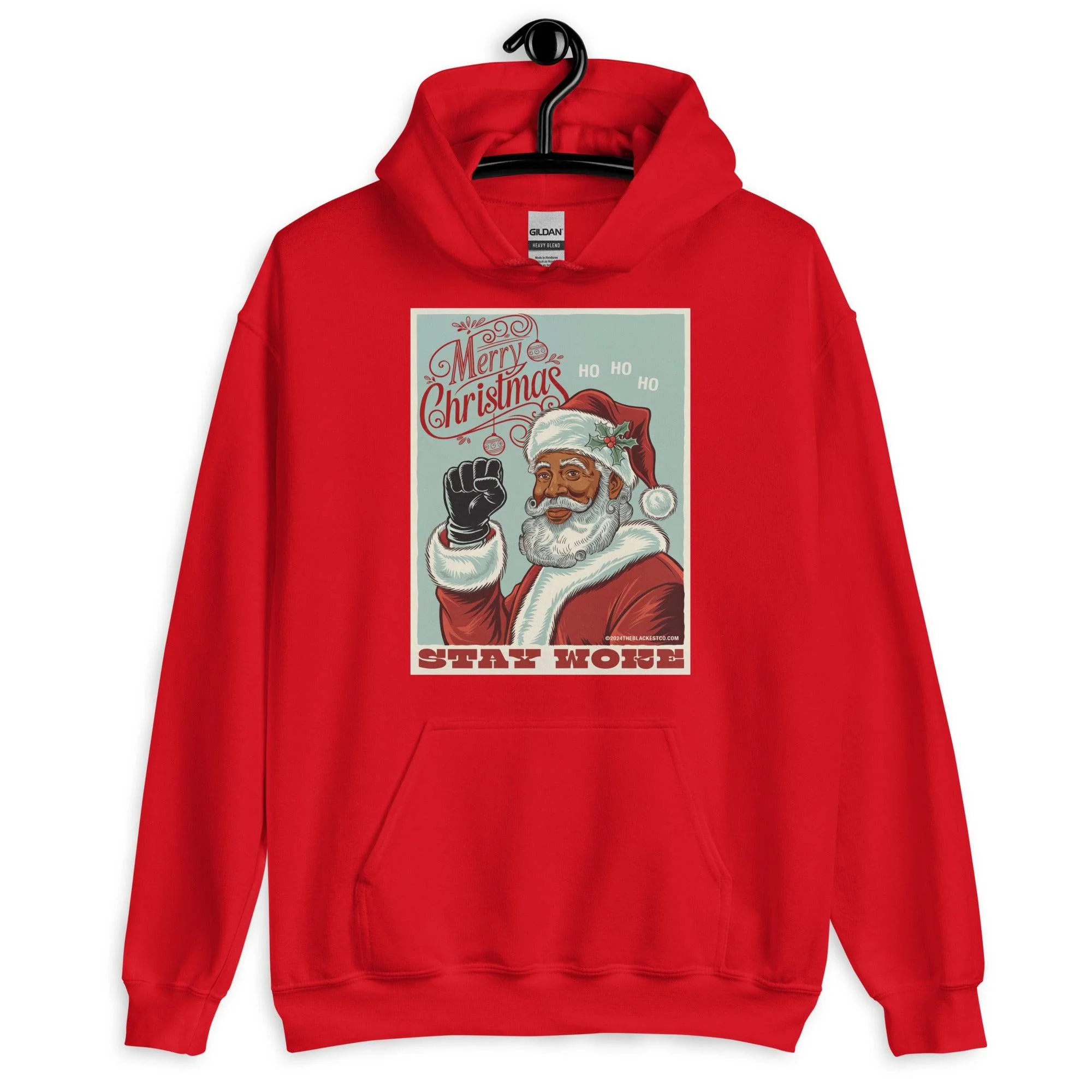 Black Santa Stay Woke Unisex Hoodie - Image 6