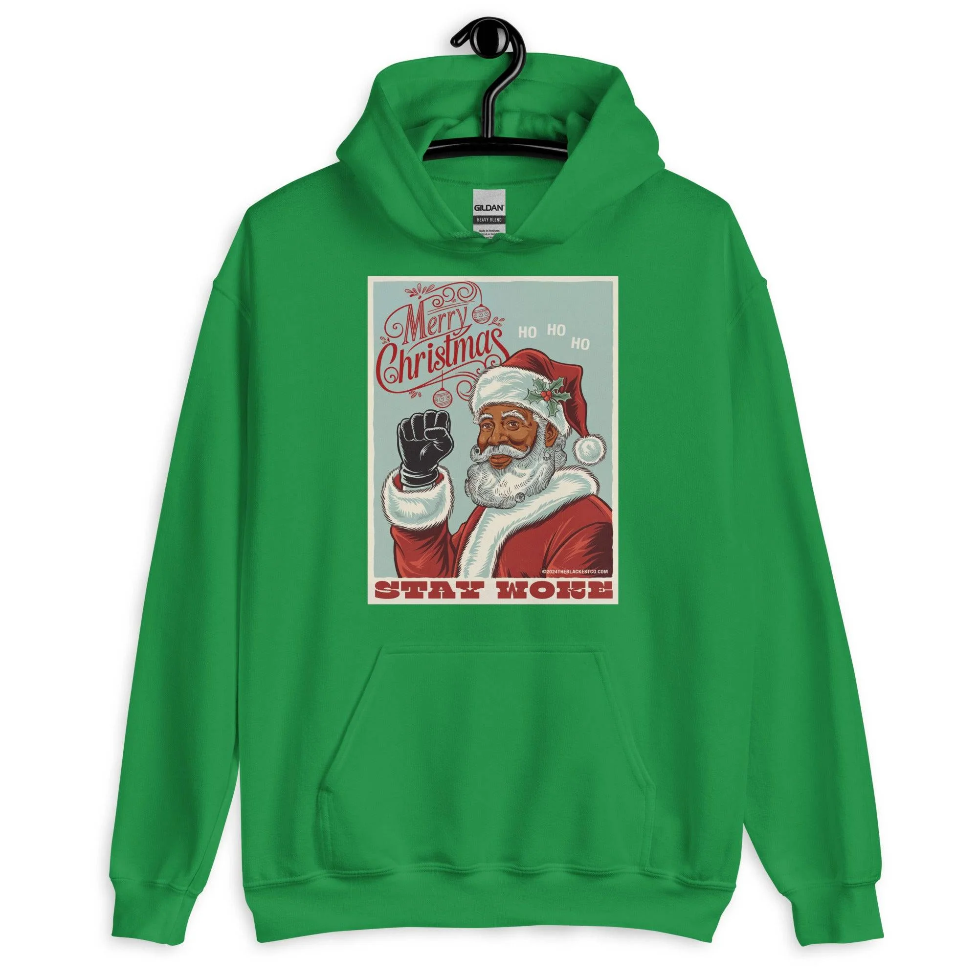 Black Santa Stay Woke Unisex Hoodie - Image 7