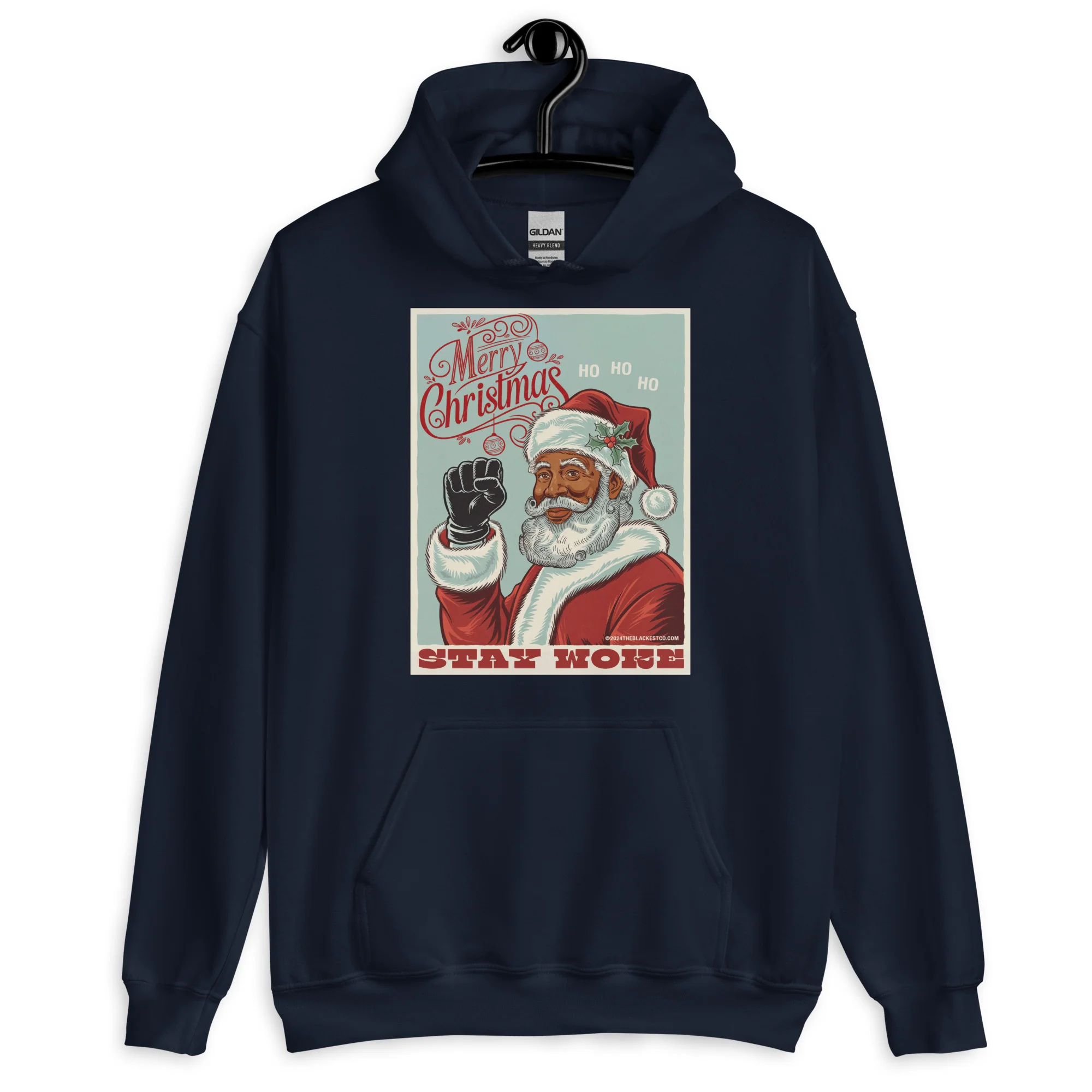 Black Santa Stay Woke Unisex Hoodie - Image 8