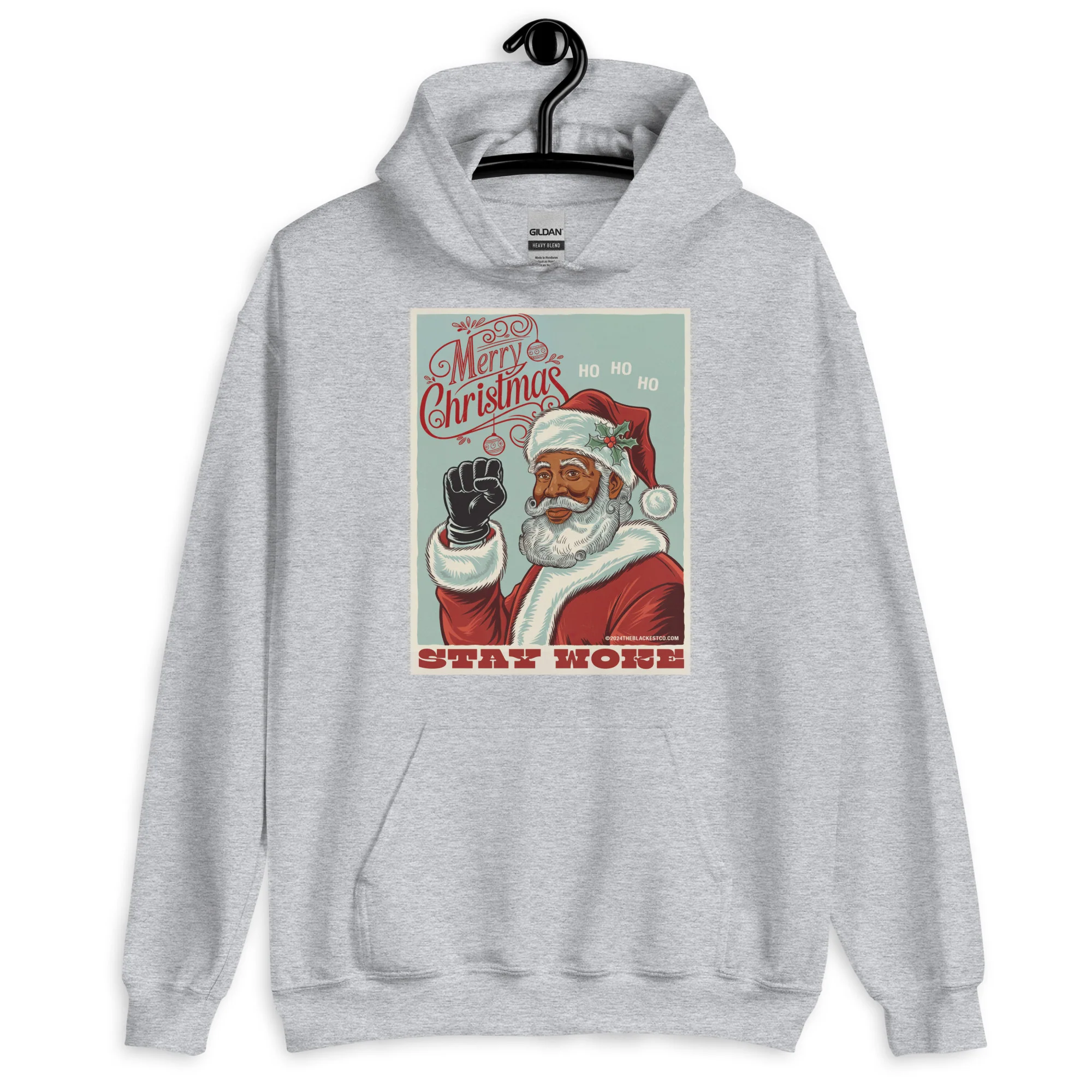 Black Santa Stay Woke Unisex Hoodie - Image 9