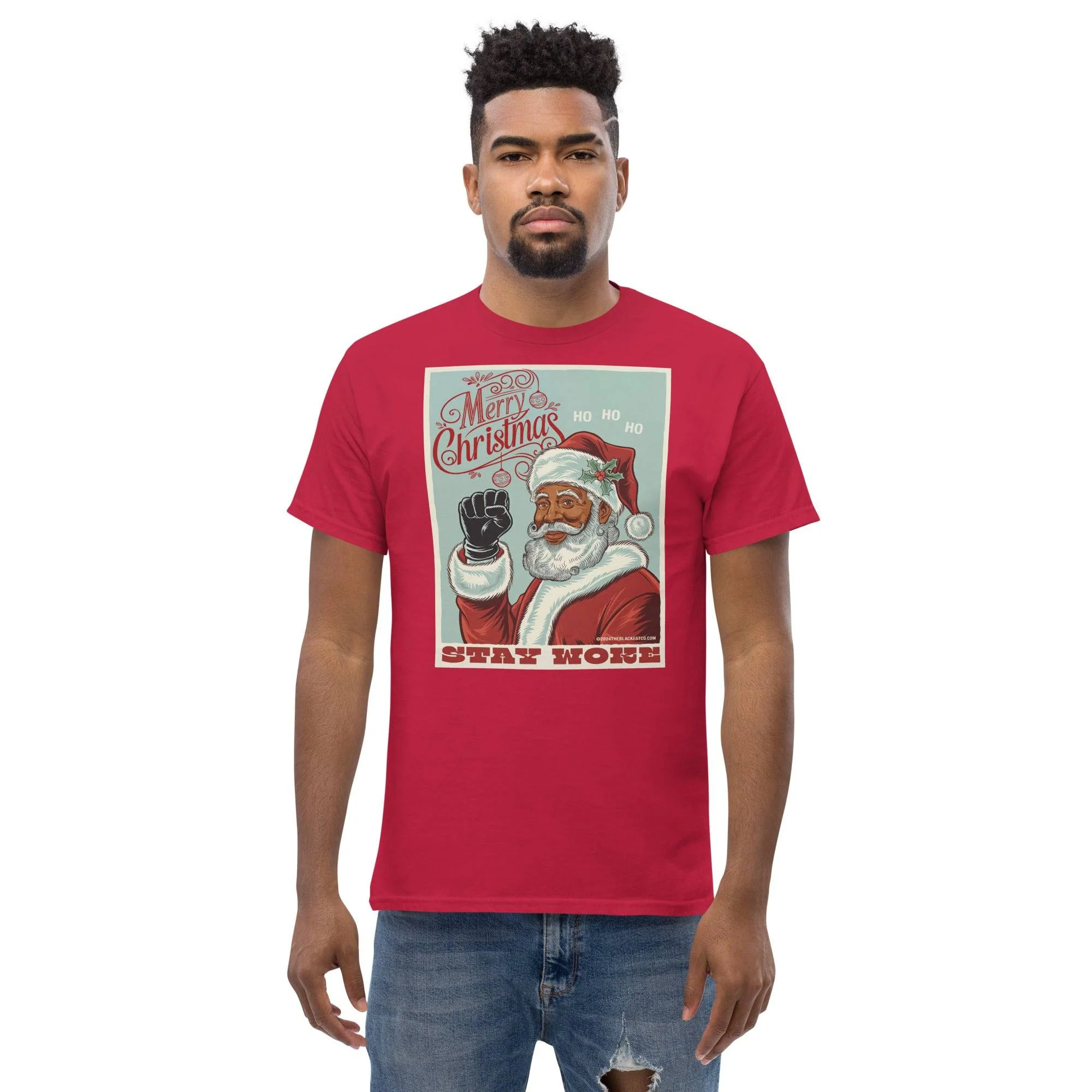 Black Santa Stay Woke Unisex Staple T-Shirt | Up to 5X - Image 2