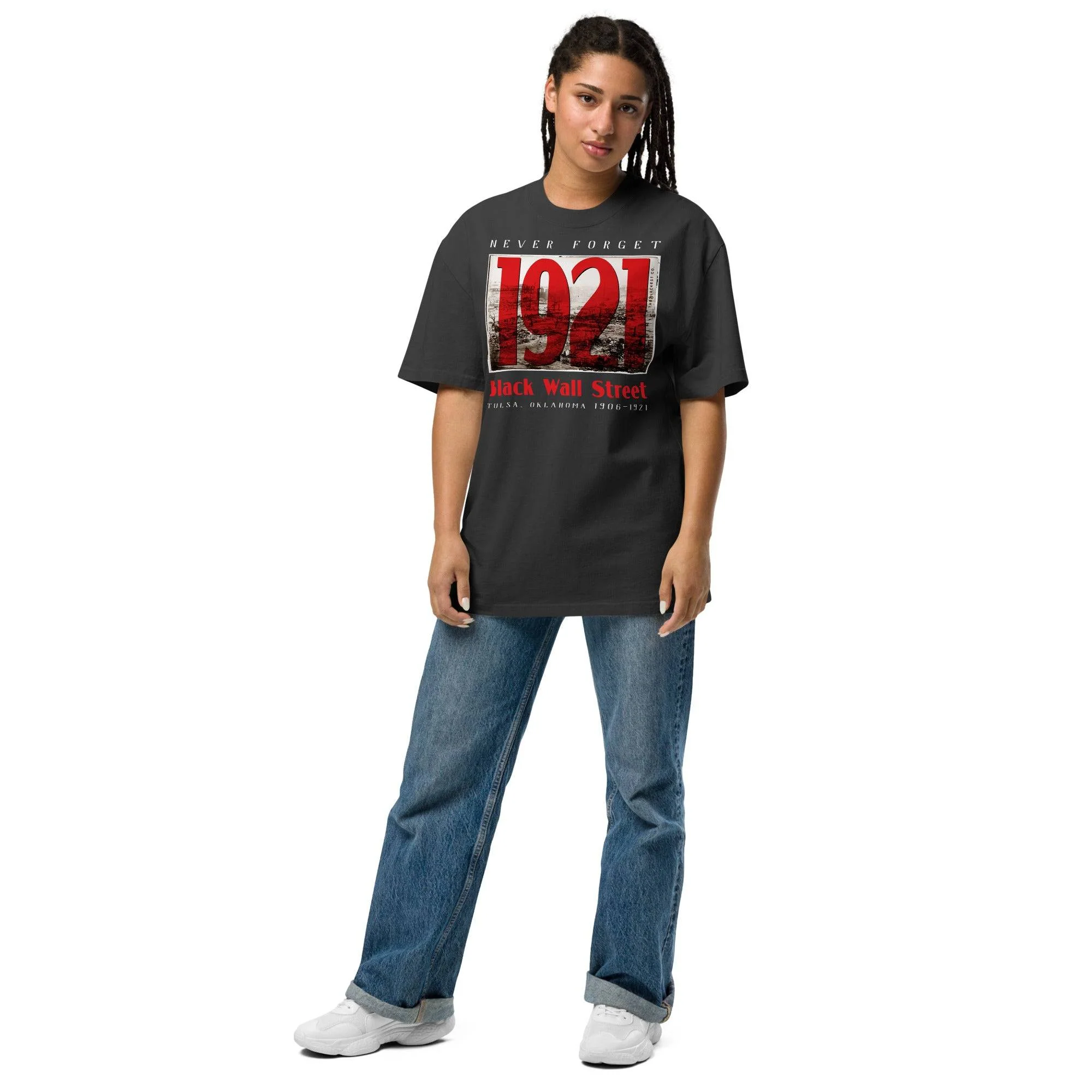 Black Wall Street 1921 Oversized Premium T Shirt - Image 4