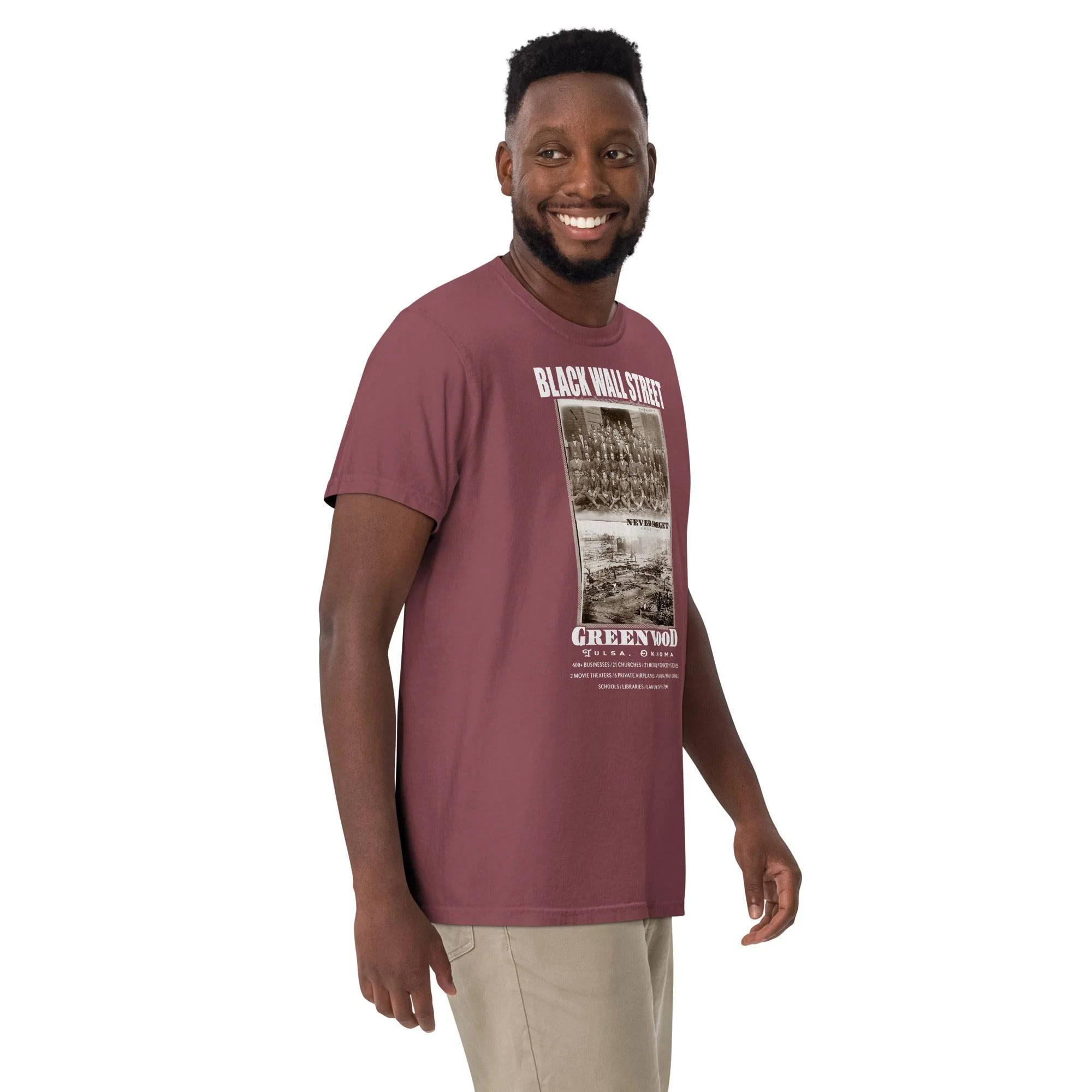 Black Wall Street Mens Premium Heavyweight T-Shirt - Image 3