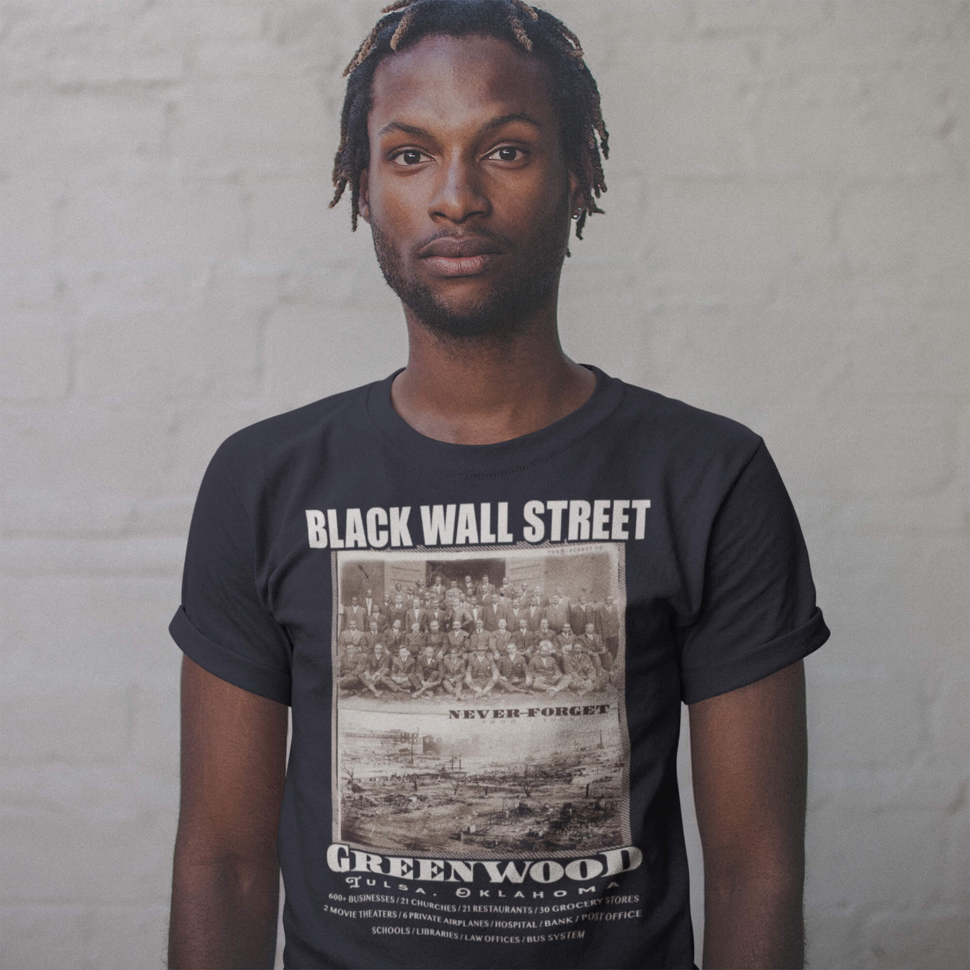 Black Wall Street Vintage History Before And After Photos Fashion T Shirt - Image 11
