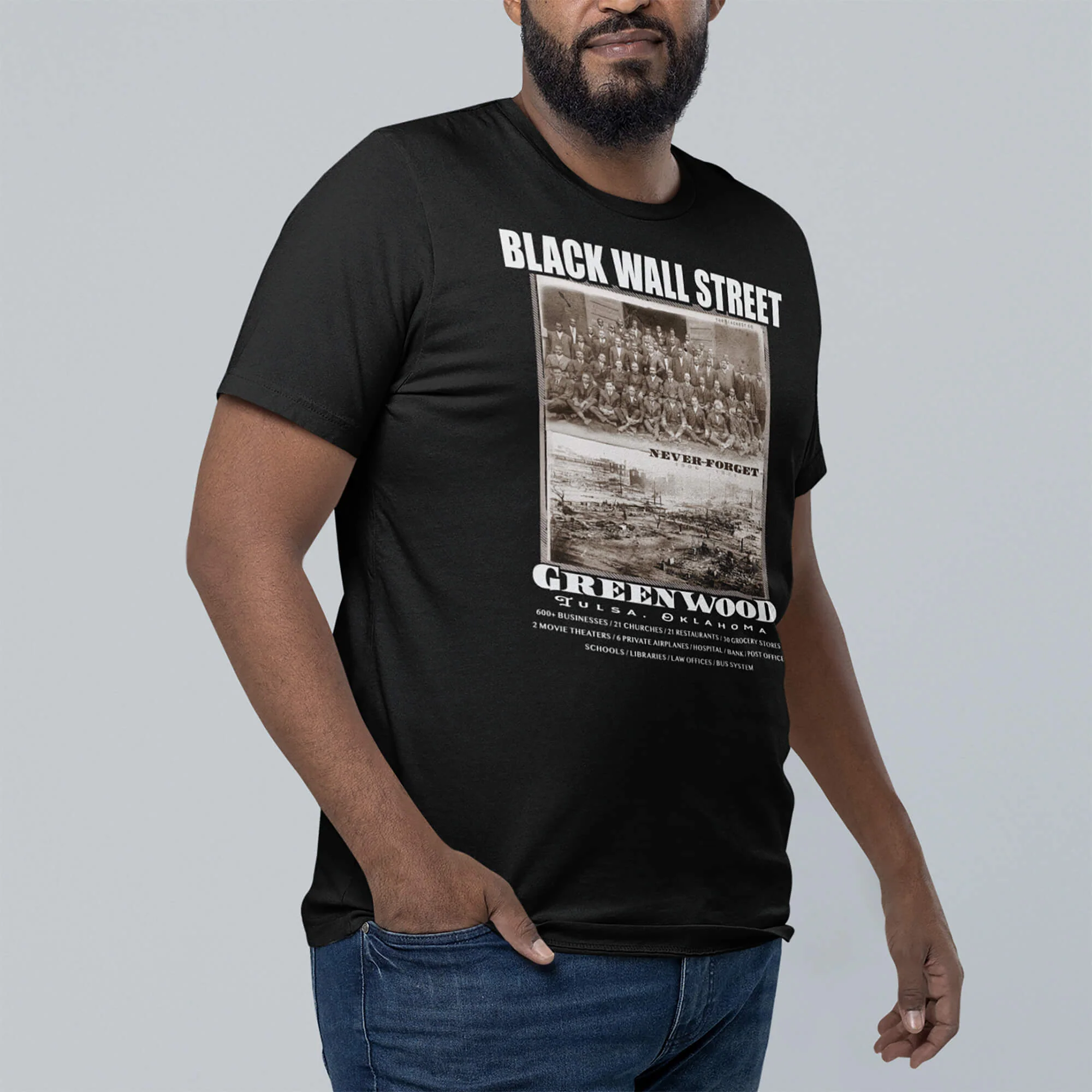 Black Wall Street Vintage History Before And After Photos Fashion T Shirt - Image 12