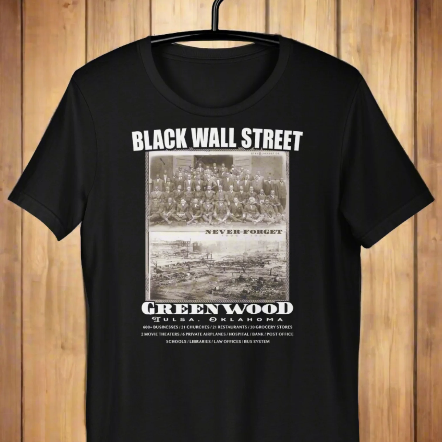 Black Wall Street Vintage History Before And After Photos Fashion T Shirt - Image 13
