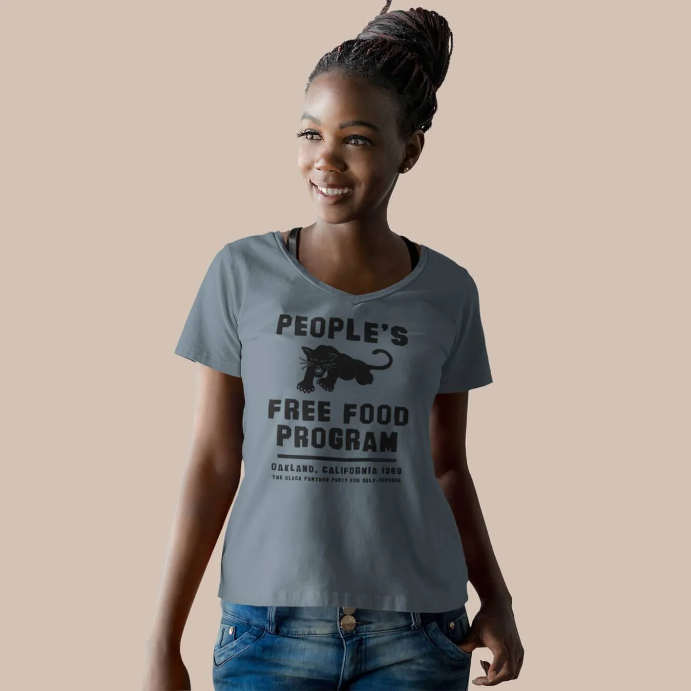 BPP People's Free Food Program Womens V-neck Tee