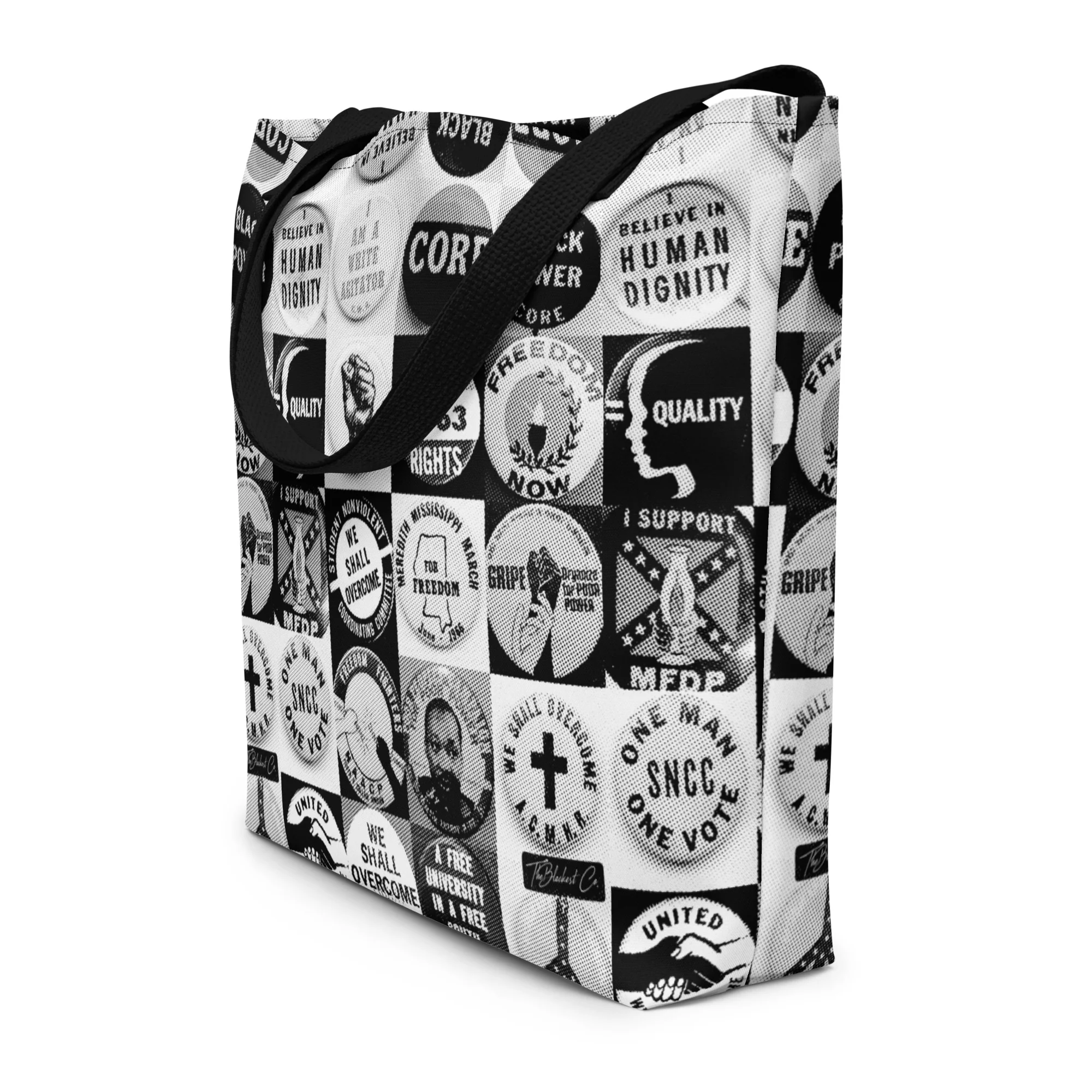 Civil Rights Button Collection All-Over Print Large Tote Bag - Image 3