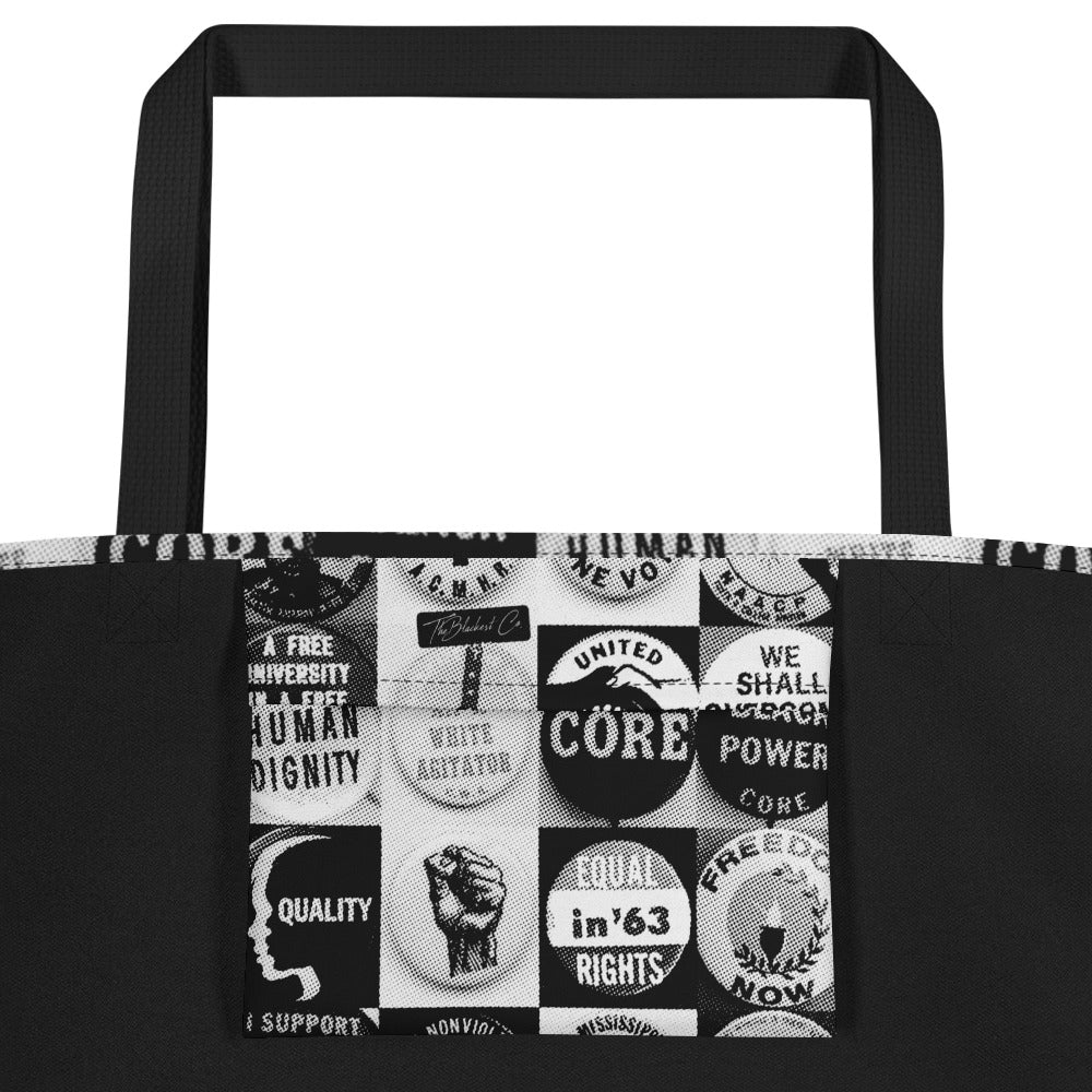 Civil Rights Button Collection All-Over Print Large Tote Bag - Image 4