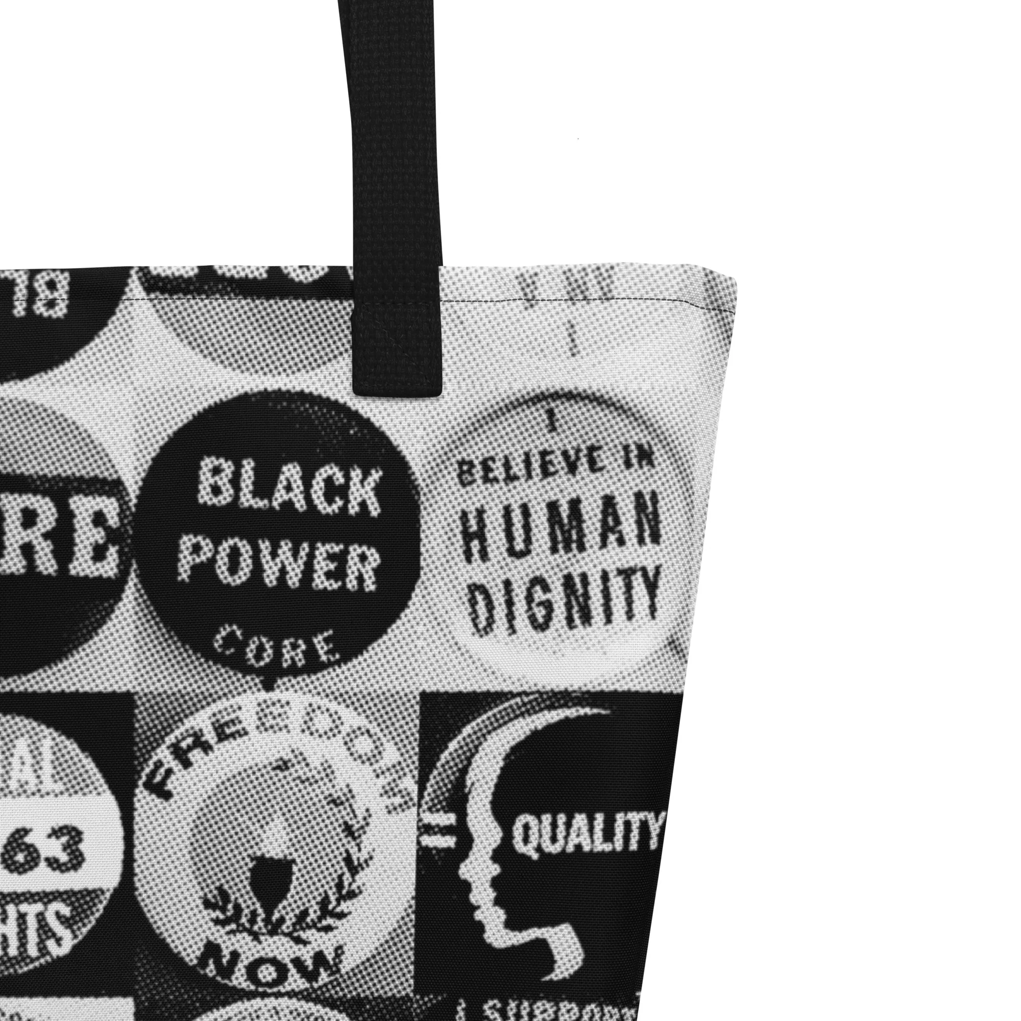 Civil Rights Button Collection All-Over Print Large Tote Bag - Image 5