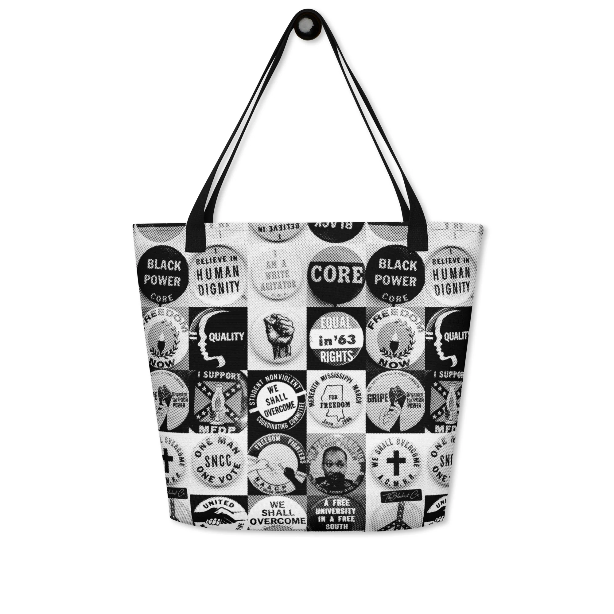 Civil Rights Button Collection All-Over Print Large Tote Bag - Image 6
