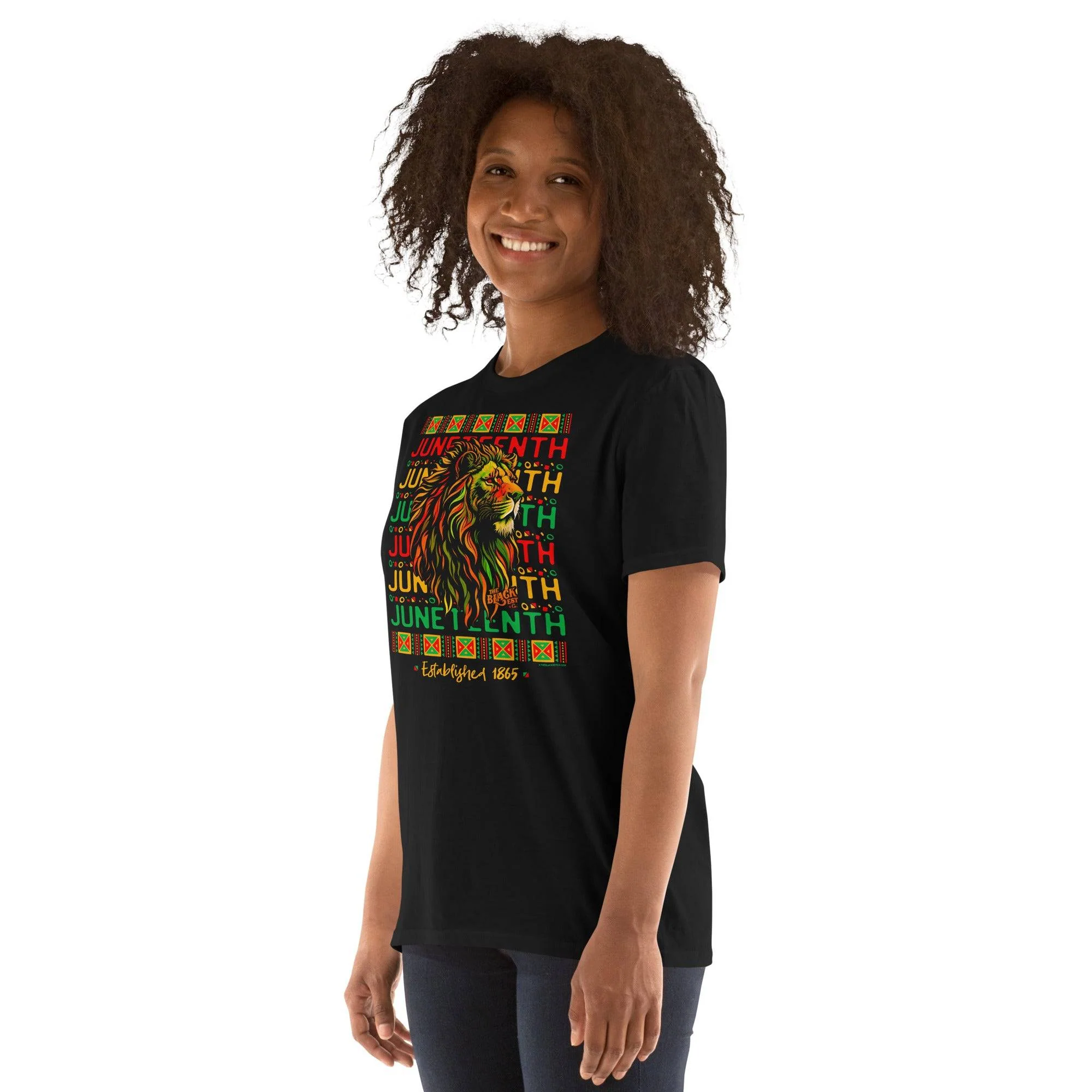 Juneteenth Lion Repeat Unisex T-Shirt - TheBlackest Co. - Image 3