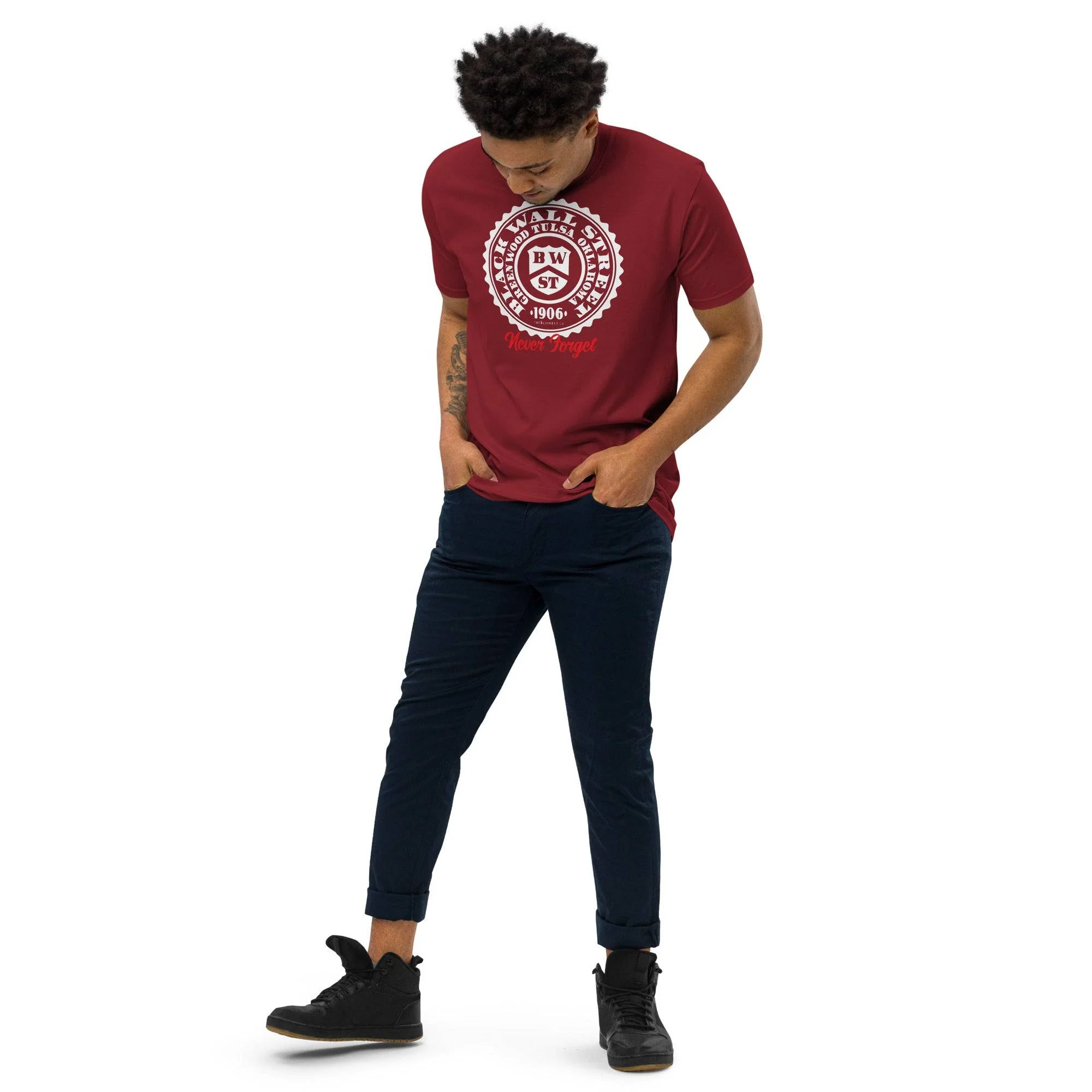 Black Wall Street Seal Mens Premium Heavyweight Tee - Image 6