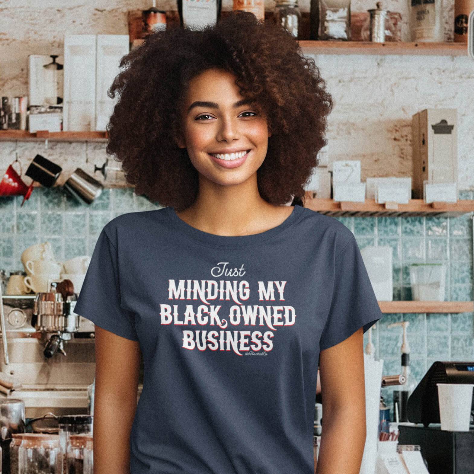 Minding My Black Owned Business Womens Softstyle T-Shirt - Image 2
