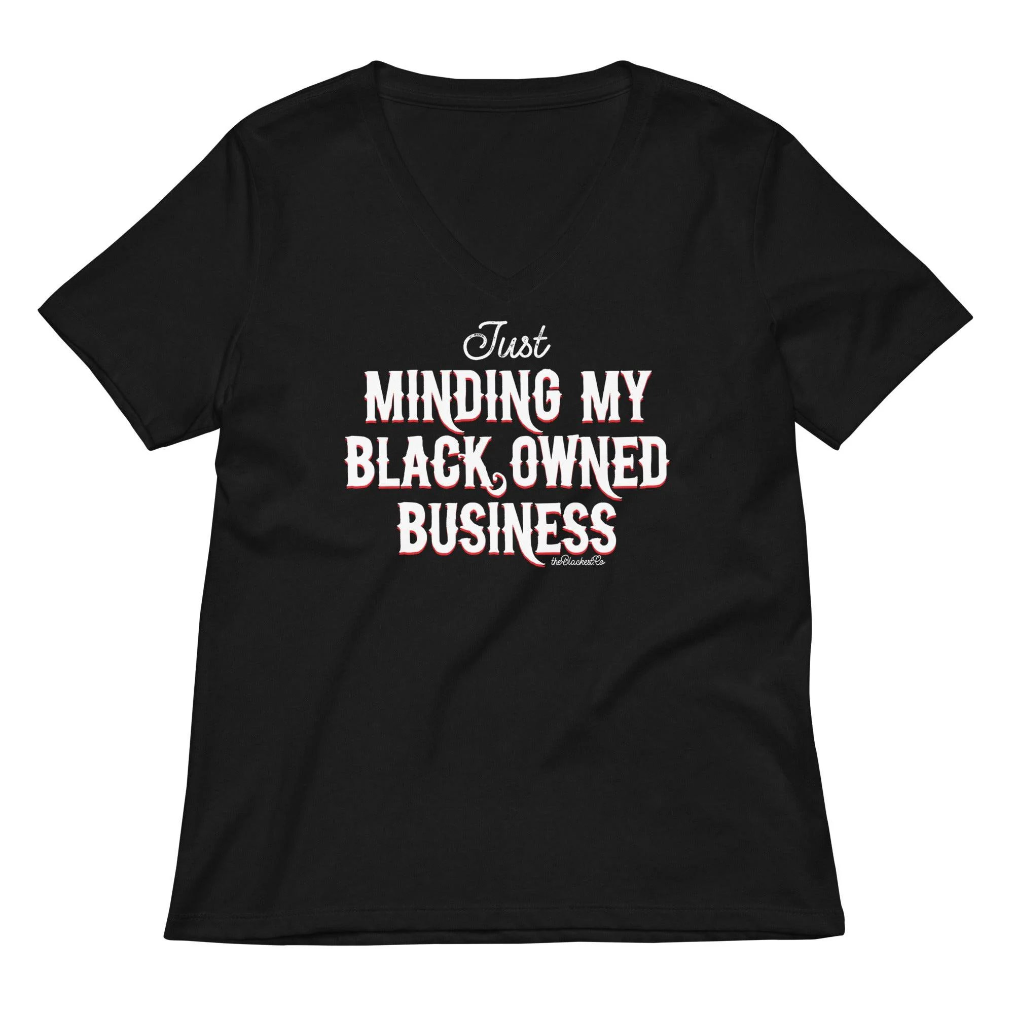 Minding My Black Owned Business Women’s V-neck T-shirt - Image 3