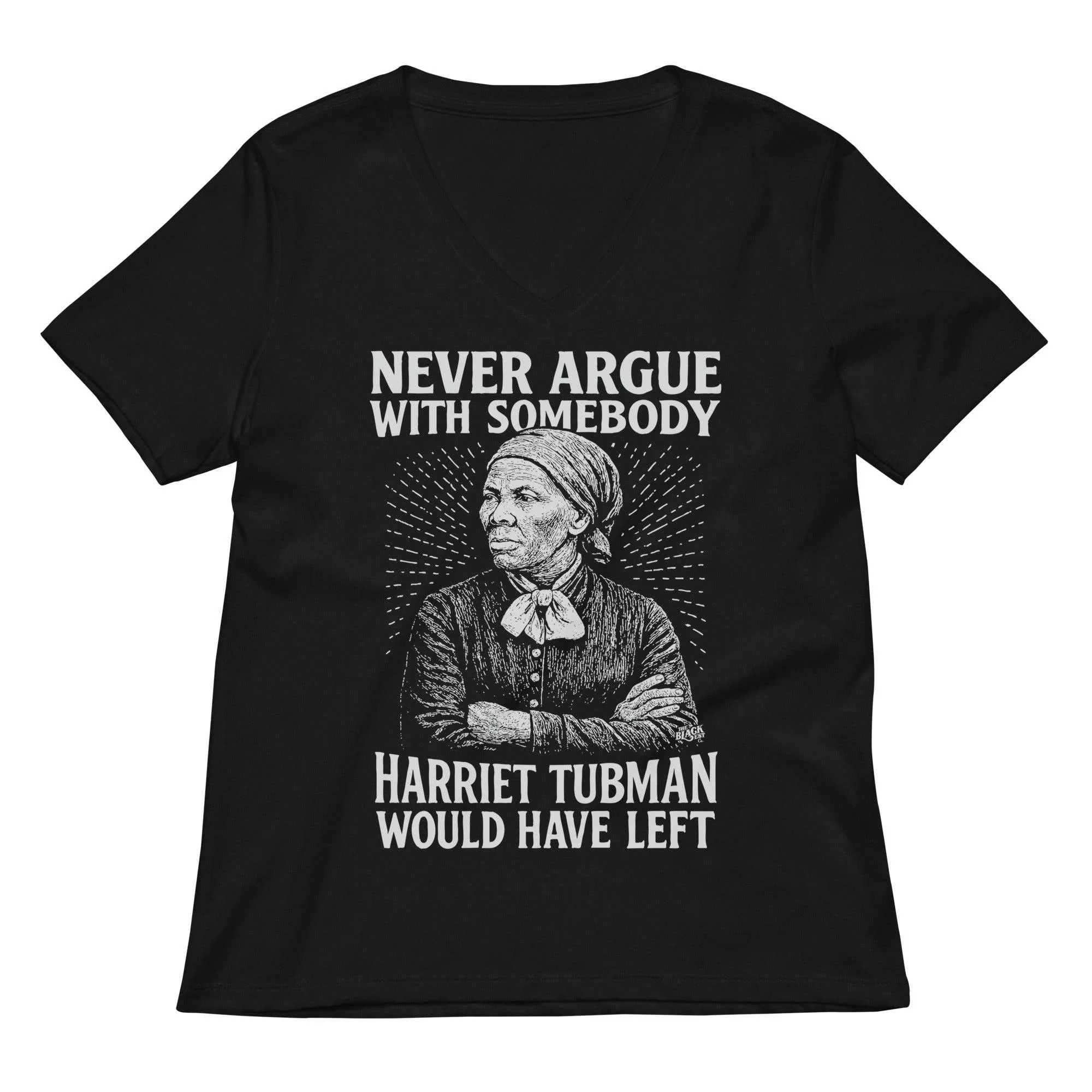 Never Argue With Somebody Harriet Tubman Womens Relaxed V-Neck - Image 3