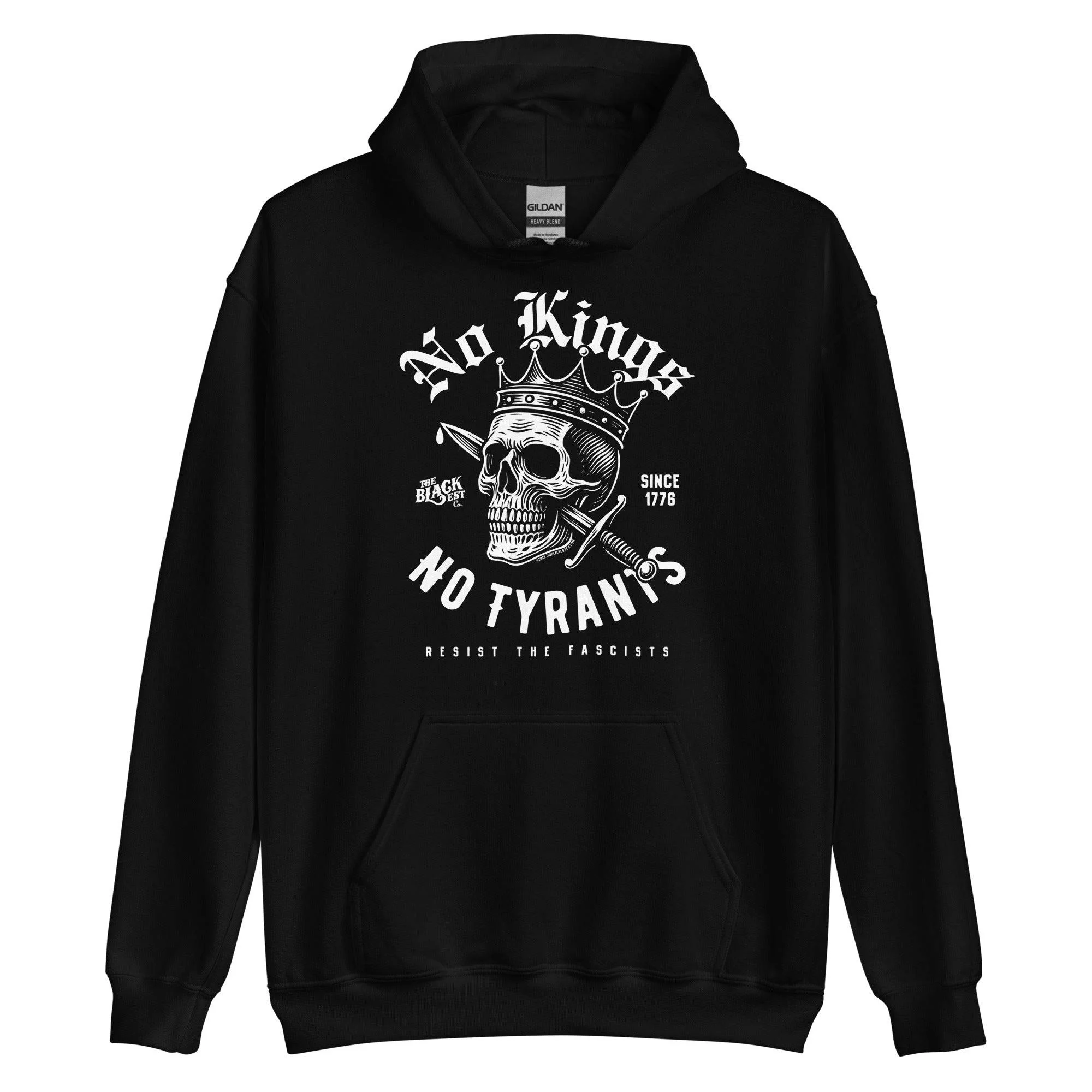 No Kings No Tyrants Skull Protest Hoodie by TheBlackest Co.