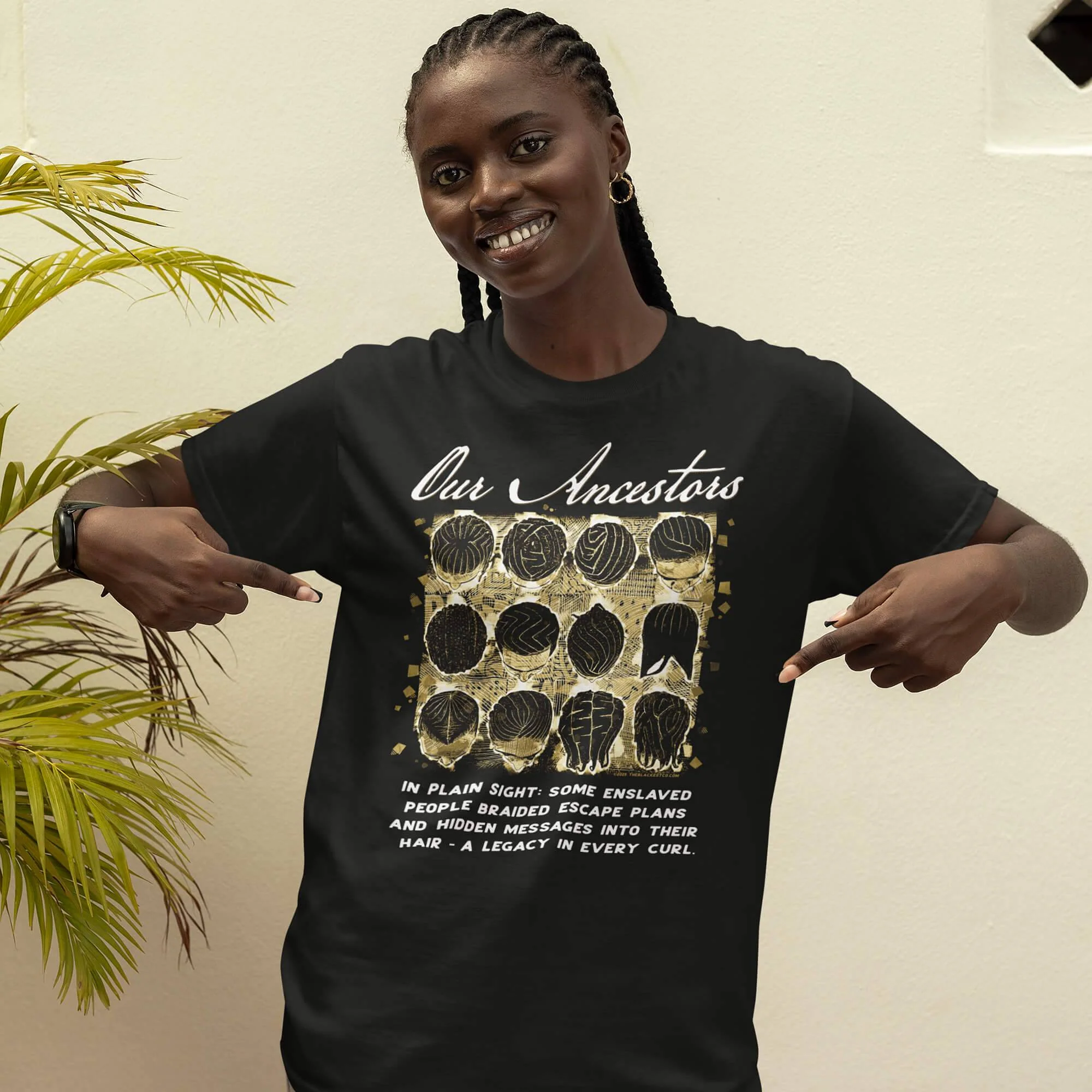 Our Ancestors Braided Escape Routes Staple Cotton T-Shirt - Image 2