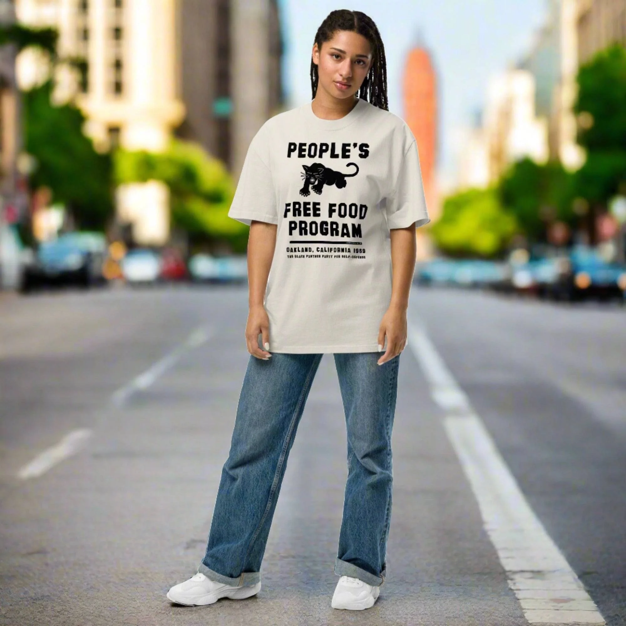 People's Free Food Program Oversized Premium Tee - Image 5