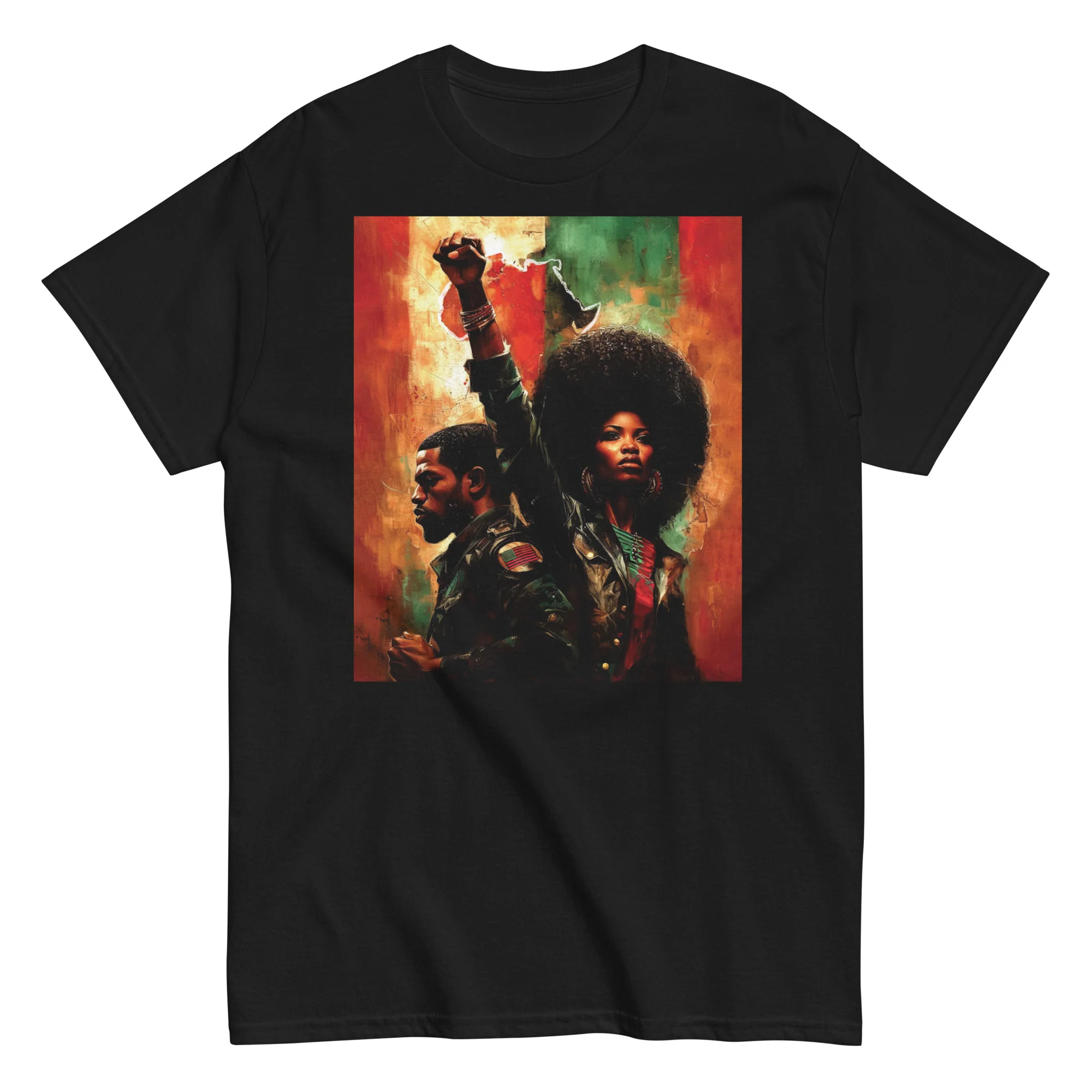 Pan African Power Couple Raised Fist T-Shirt