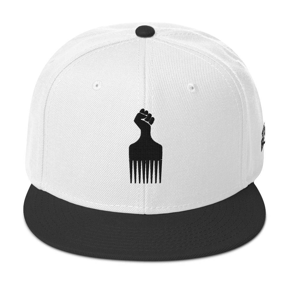 Black Power Fist Pick Snapback Hat - Image 11