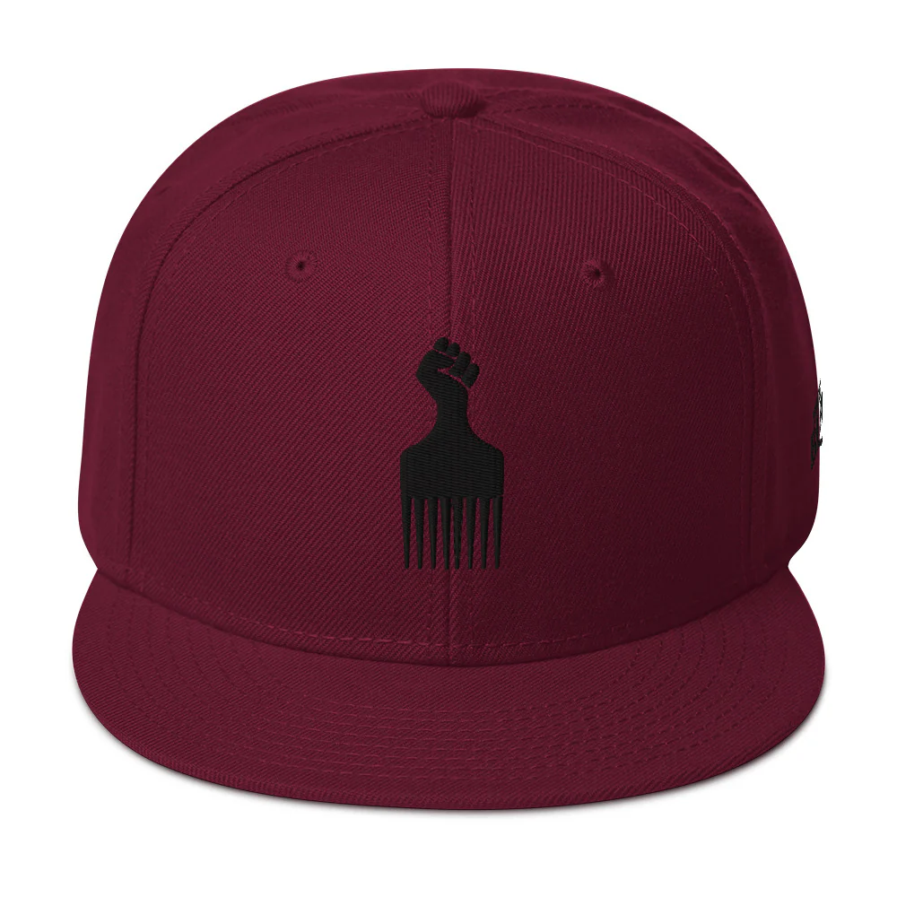 Black Power Fist Pick Snapback Hat - Image 12