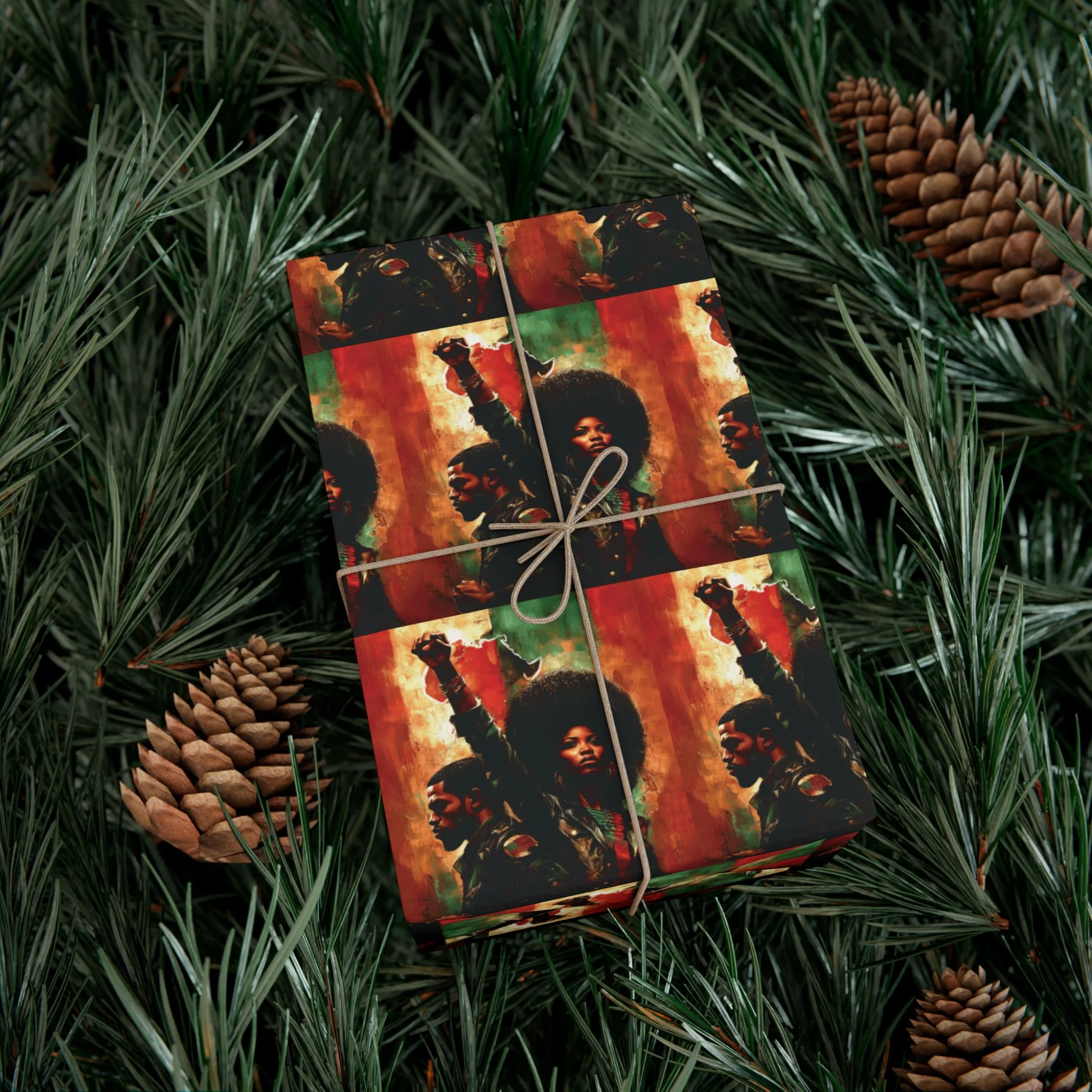 Standing Strong Together Pan African Raised Fist Gift Wrapping Paper - Image 4