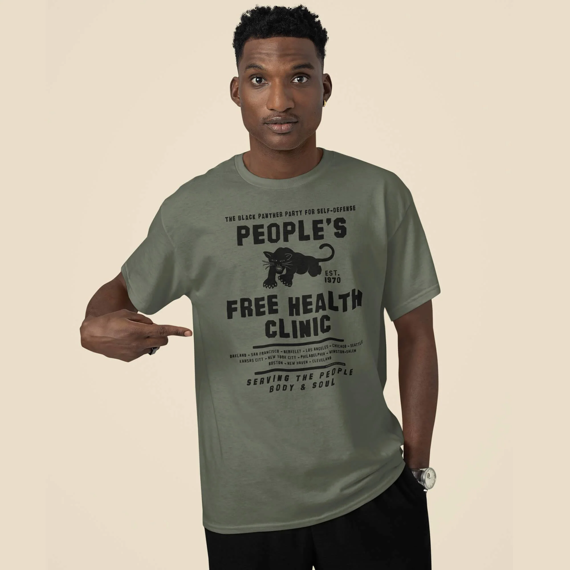 People's Free Health Clinic The Black Panthers T-Shirt