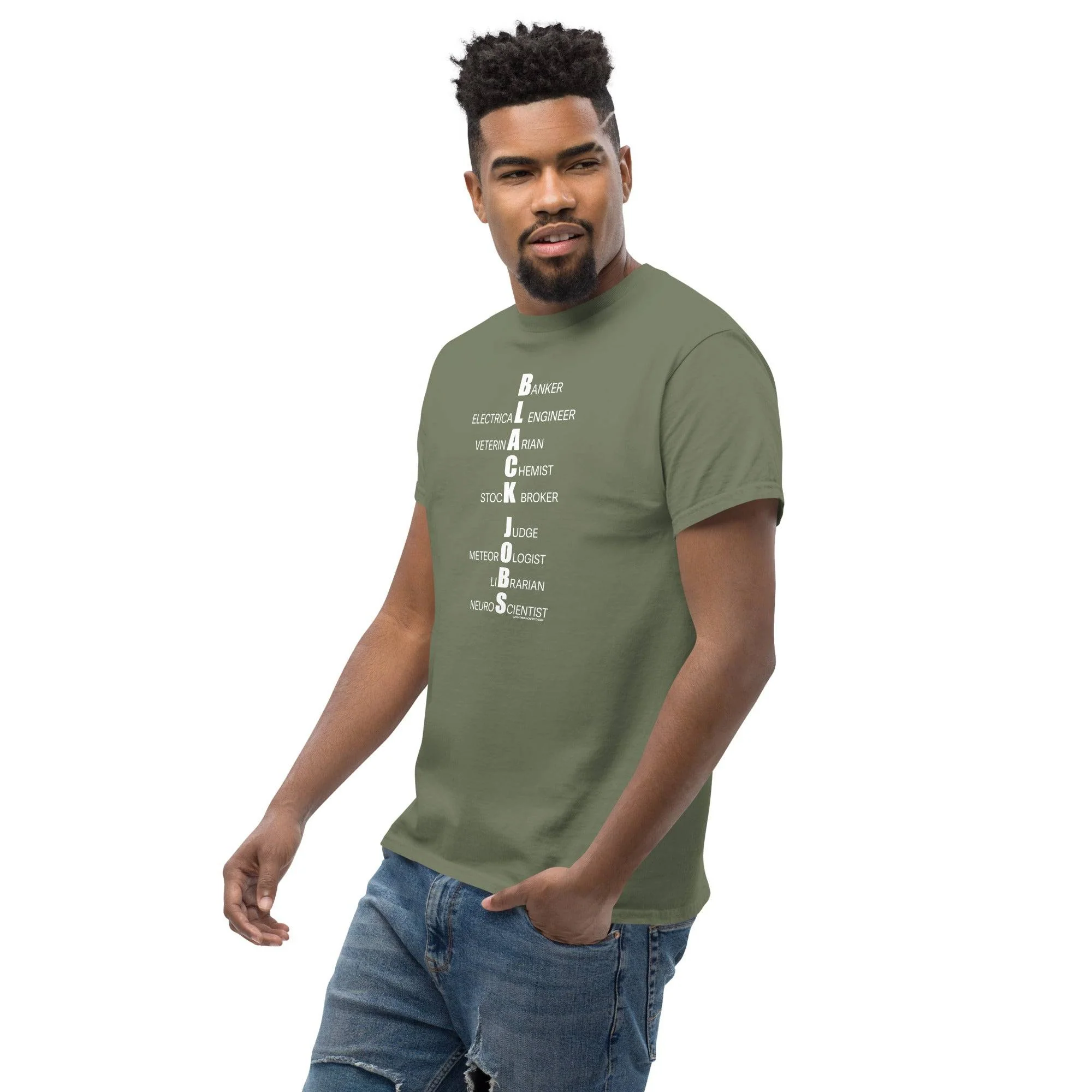 Vertical Black Jobs List T-shirt by TheBlackest Co. - Image 2