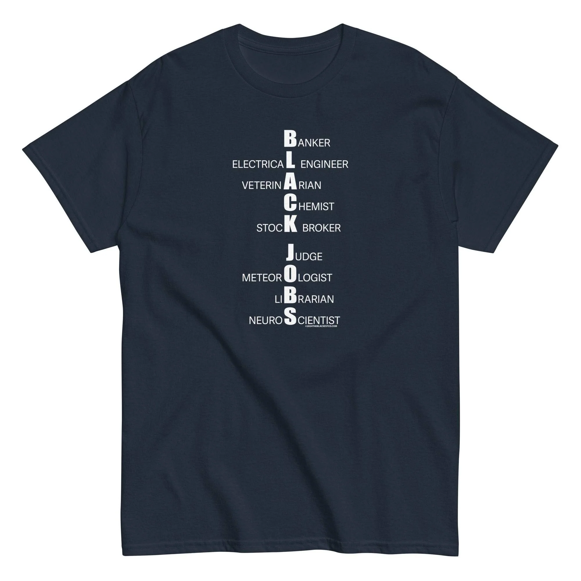 Vertical Black Jobs List T-shirt by TheBlackest Co. - Image 4