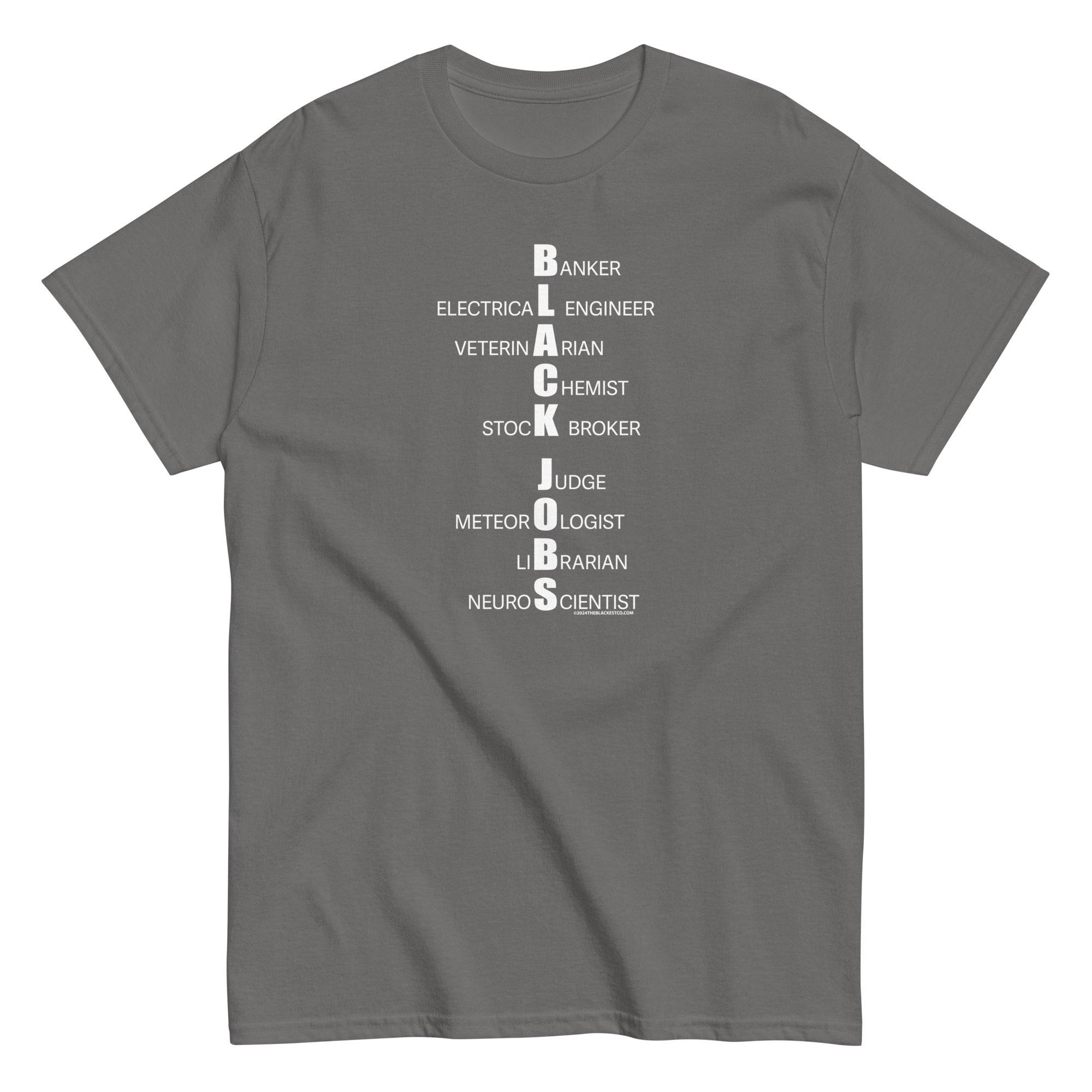 Vertical Black Jobs List T-shirt by TheBlackest Co. - Image 8