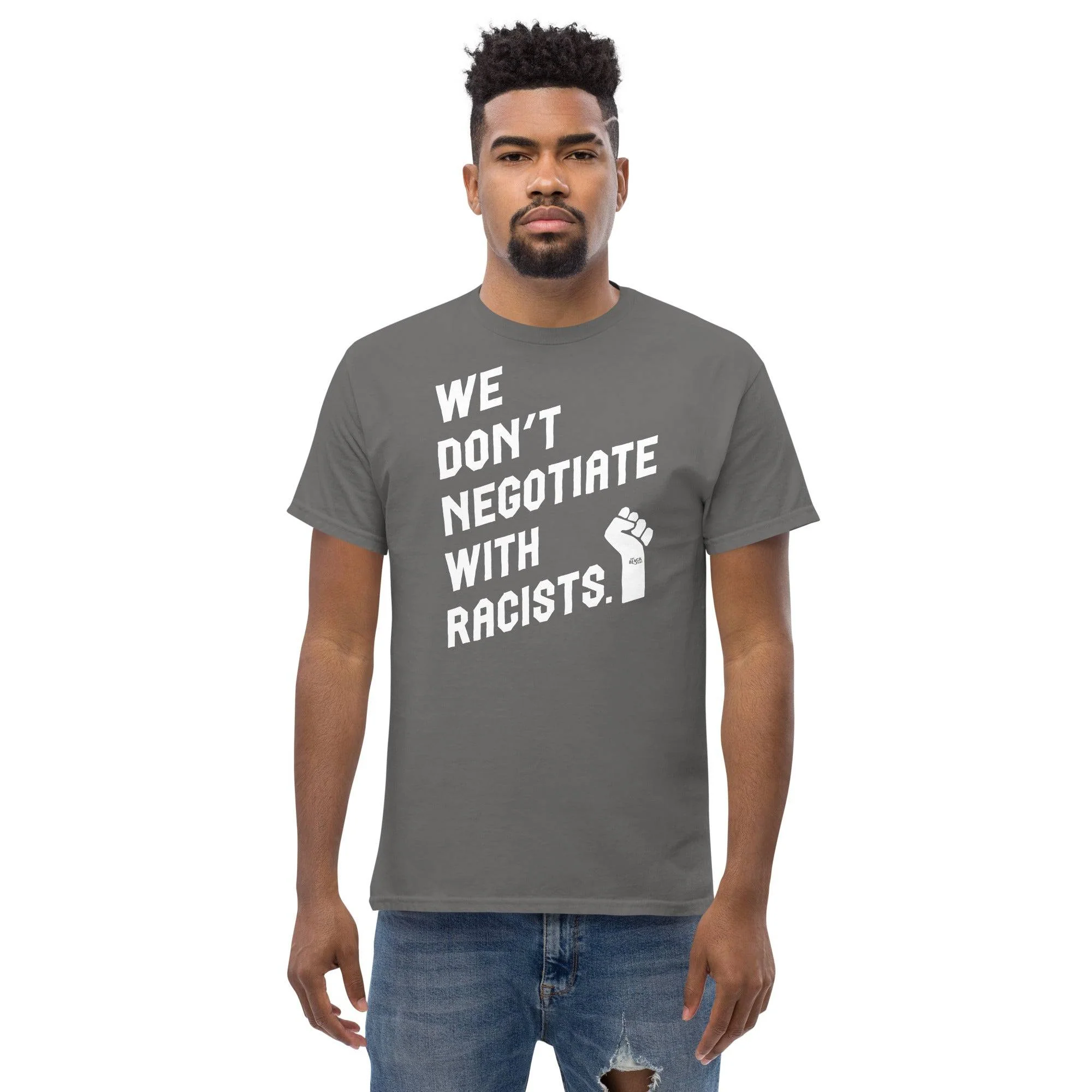 We Don't Negotiate With Racists Unisex Cotton T-Shirt - Image 8