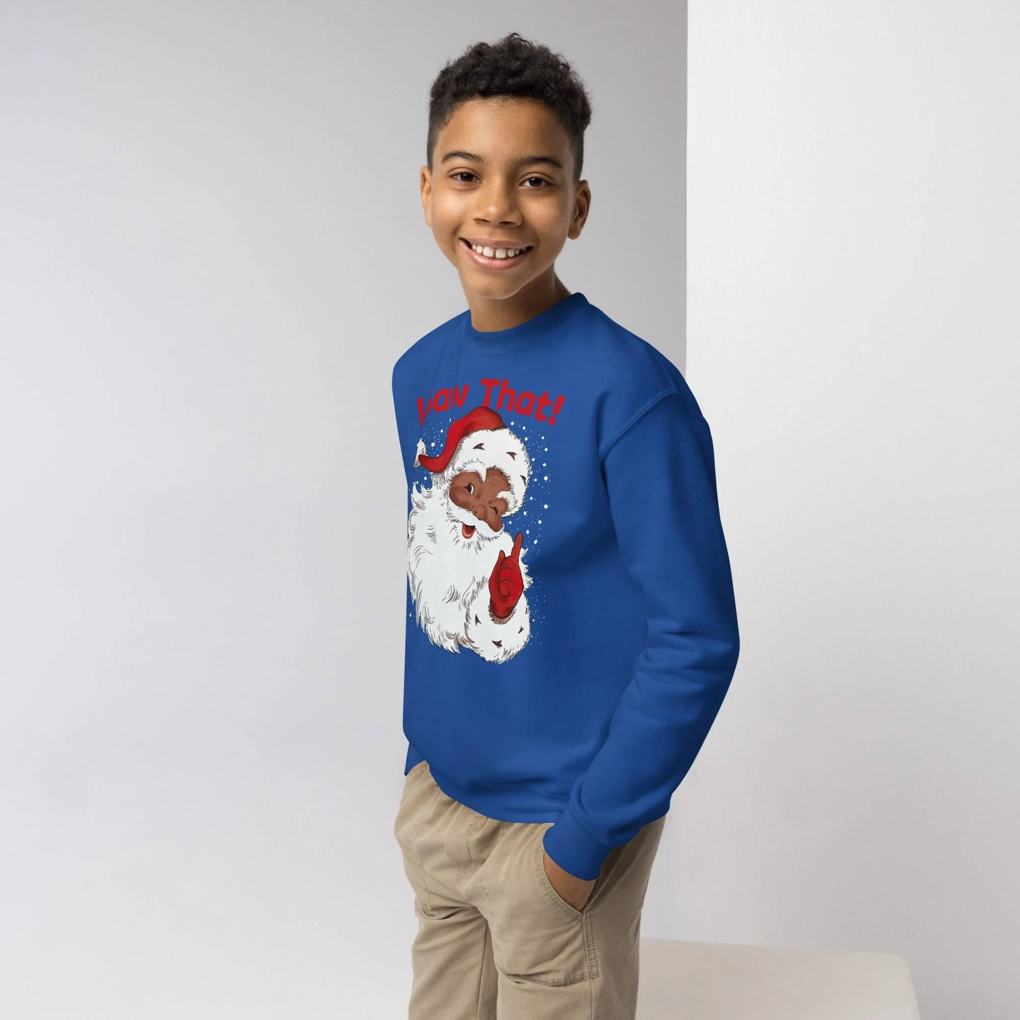 YOUTH Black Santa I Saw That Crewneck Sweatshirt - Image 3