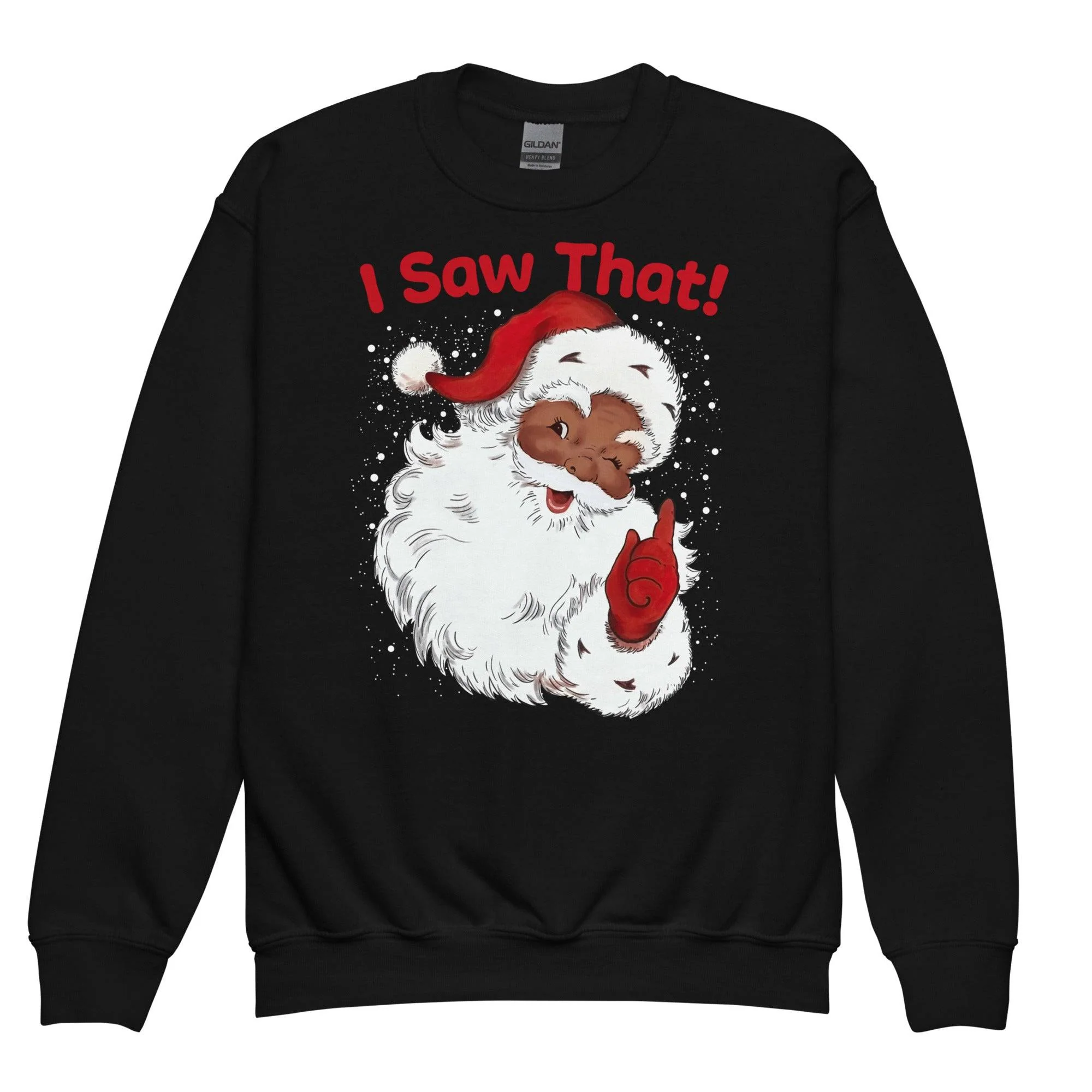 YOUTH Black Santa I Saw That Crewneck Sweatshirt - Image 5