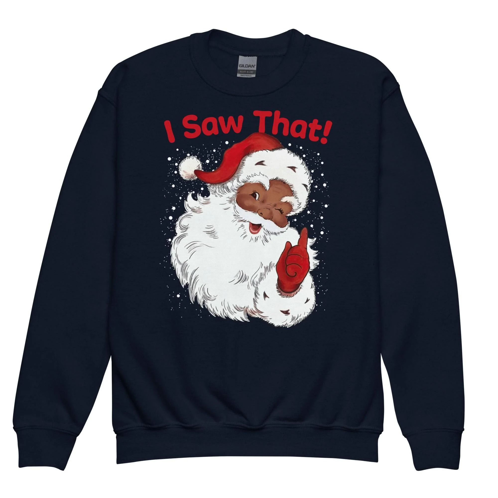 YOUTH Black Santa I Saw That Crewneck Sweatshirt - Image 6