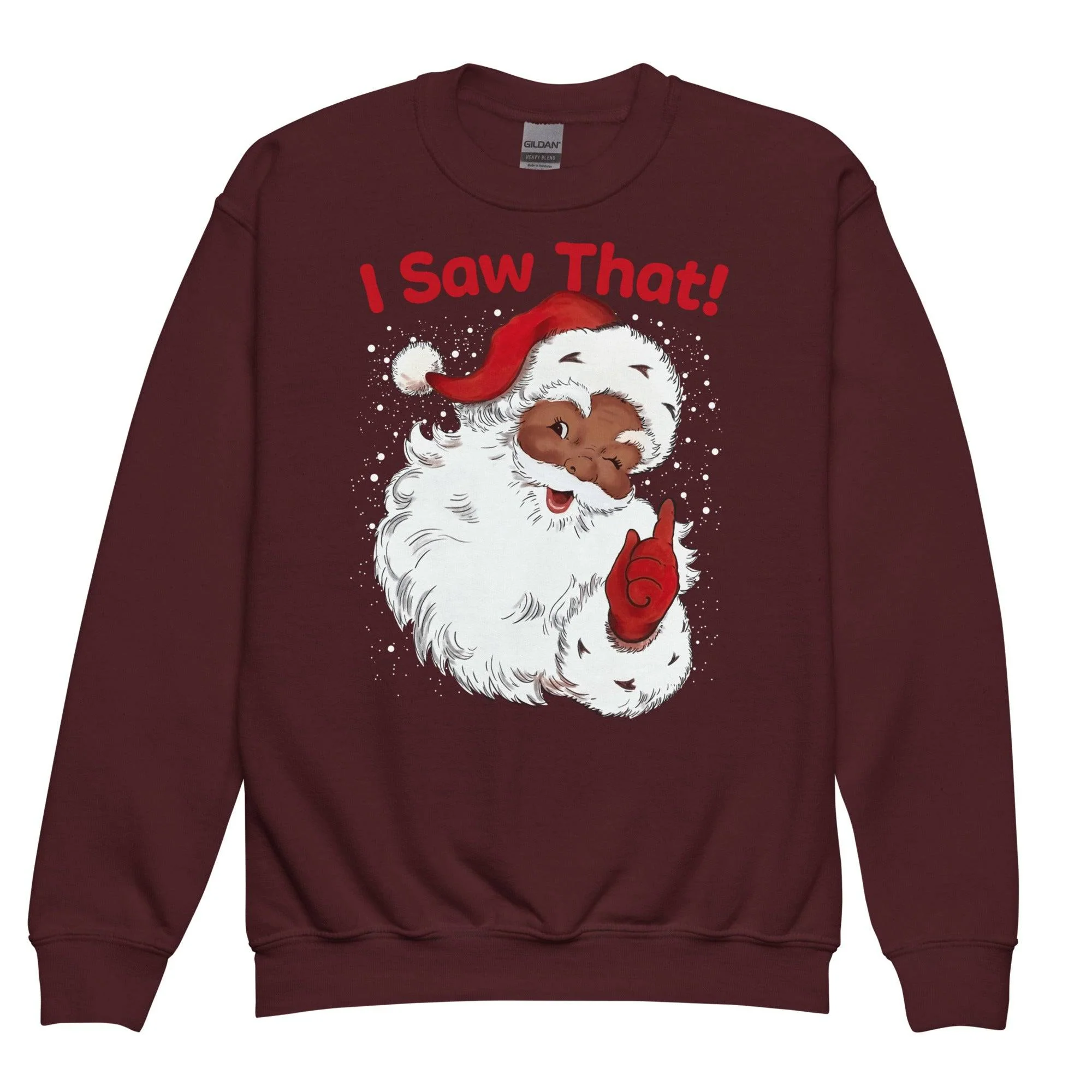 YOUTH Black Santa I Saw That Crewneck Sweatshirt - Image 7
