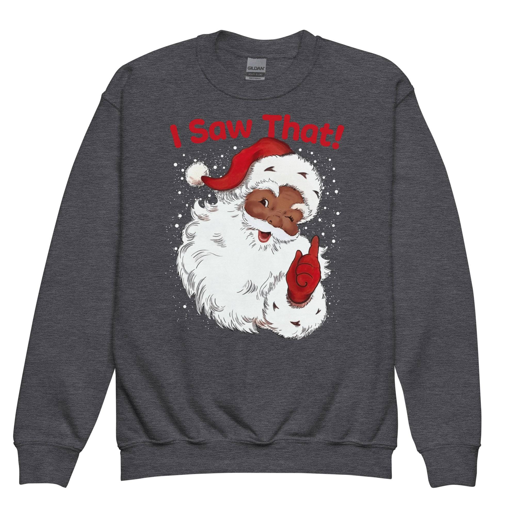 YOUTH Black Santa I Saw That Crewneck Sweatshirt - Image 8