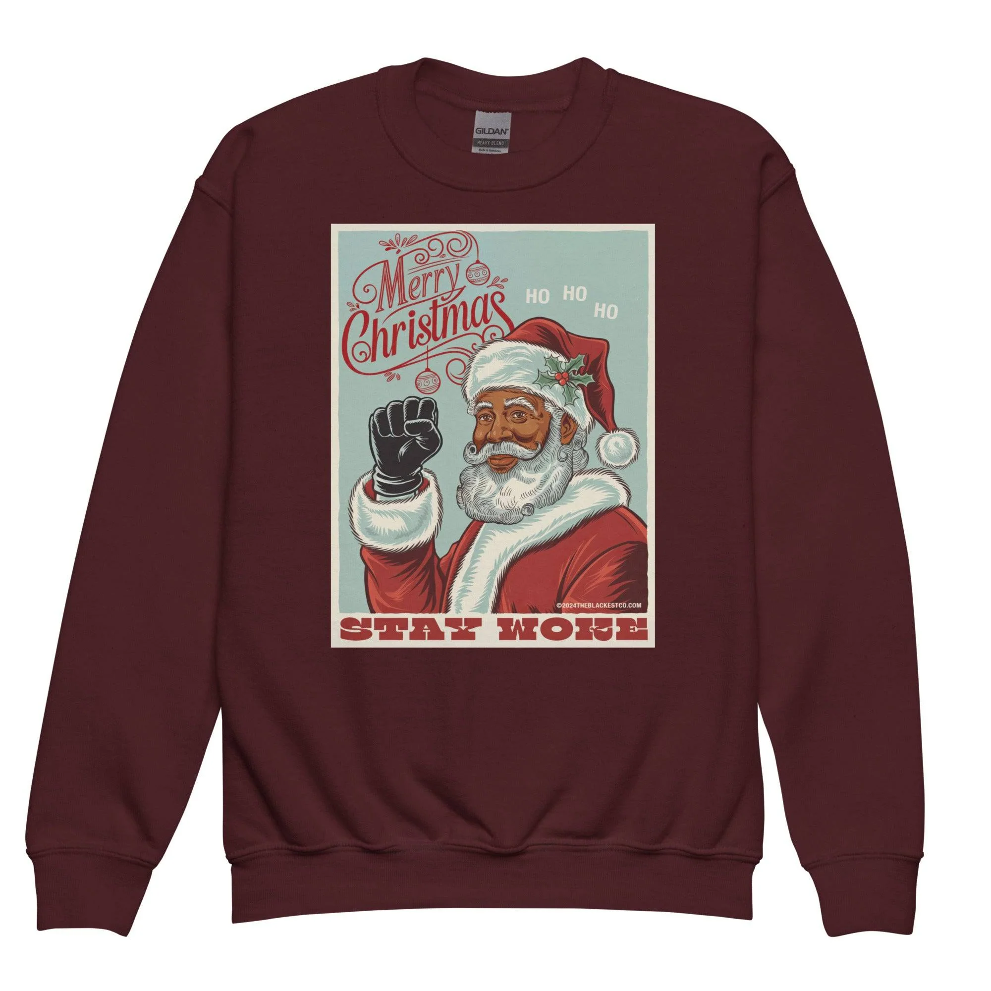 YOUTH Black Santa Stay Woke Crewneck Sweatshirt - Image 6