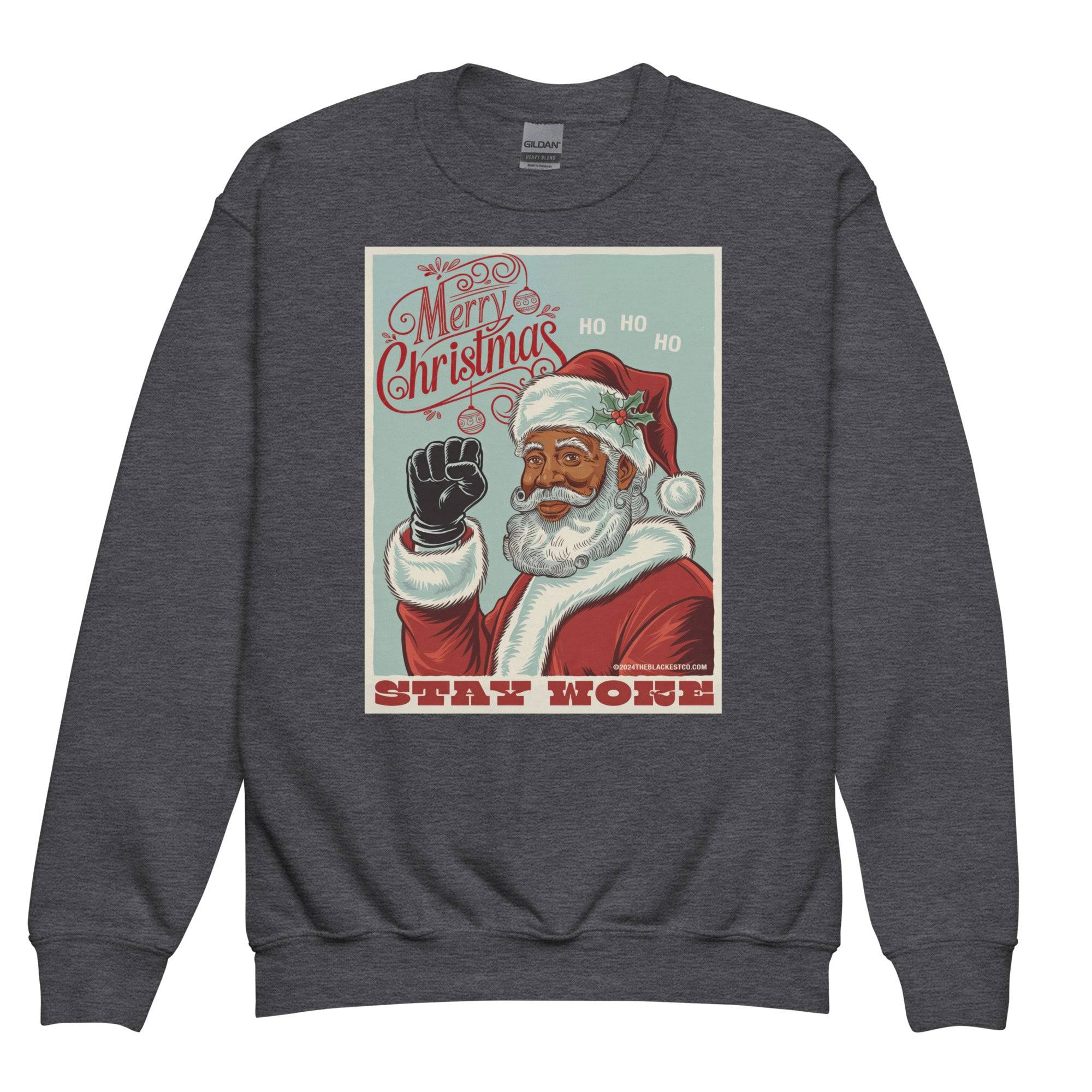 YOUTH Black Santa Stay Woke Crewneck Sweatshirt - Image 7